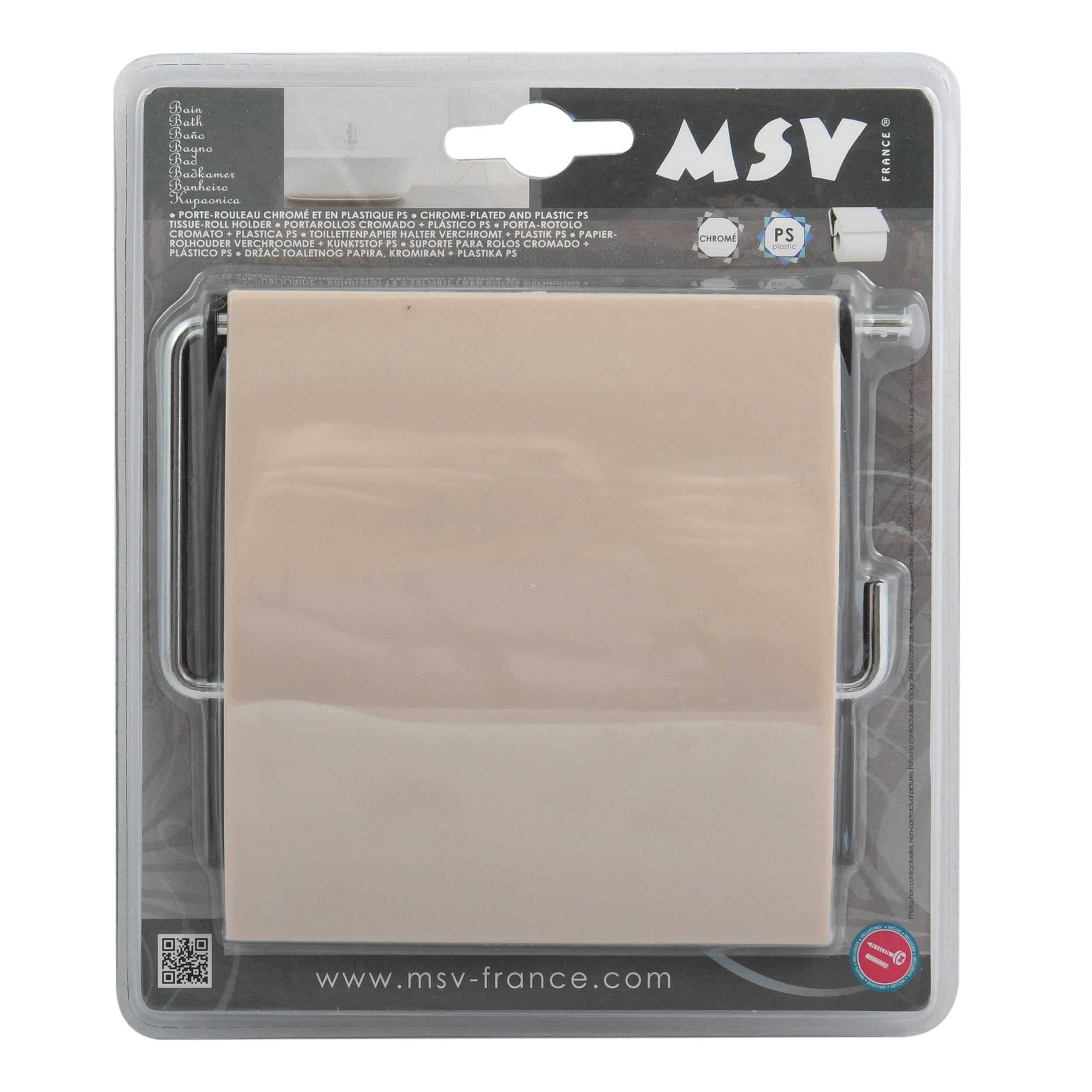 Verpackter beiger quadratischer Wattepads- oder Blattset in durchsichtiger Einzelhandelsverpackung mit der Aufschrift "MSV"".