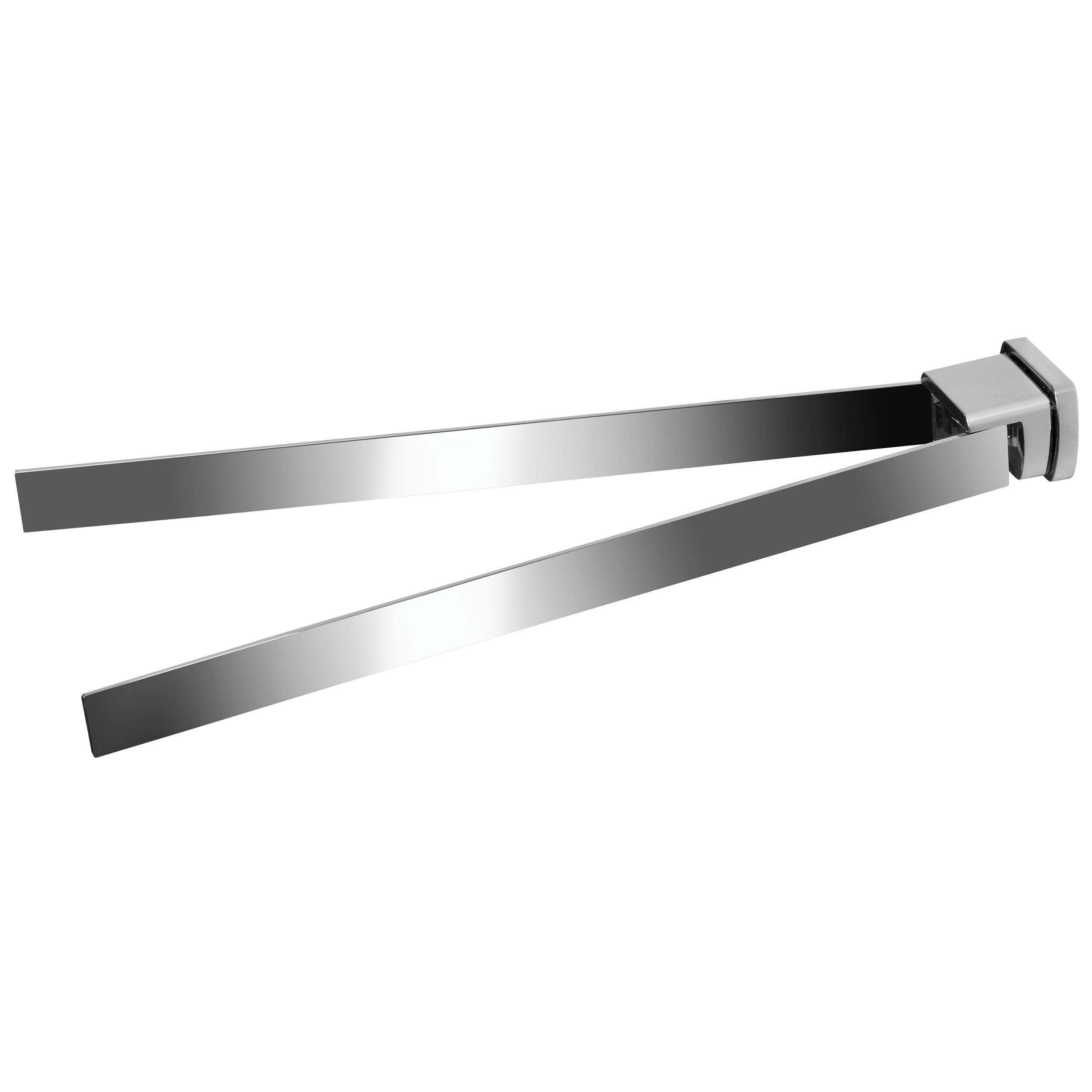 Wandmontierter Handtuchring aus Chrom, dargestellt in offener Position mit zwei horizontalen Metallarmen, die nach außen abstehen.