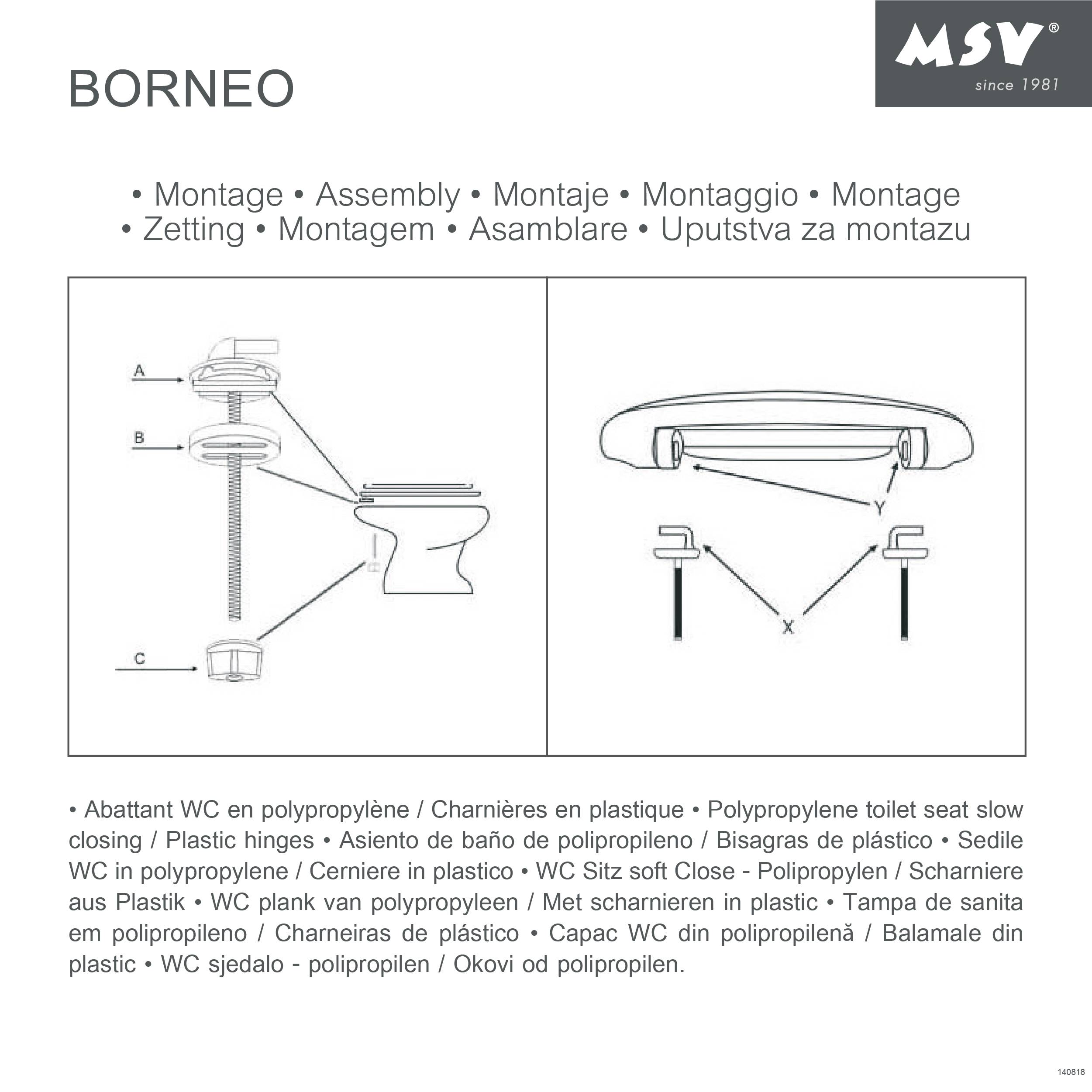 MSV WC Sitz Toilettendeckel PP WC Deckel – Borneo