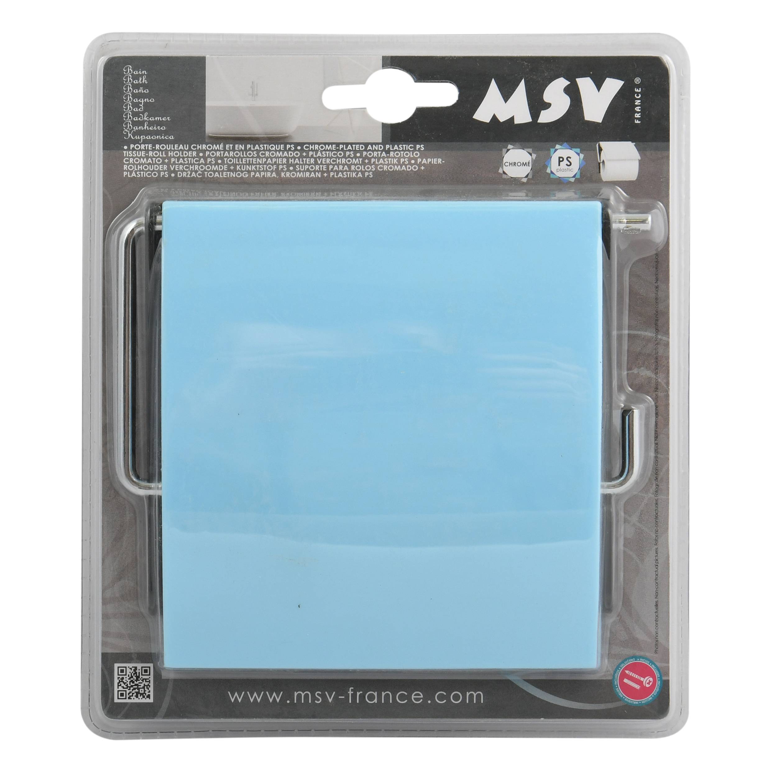 Im klaren Kunststoff-Blisterverpackung verpacktes MSV-Haftnotizblock in Hellblau mit Aufhängetab.
