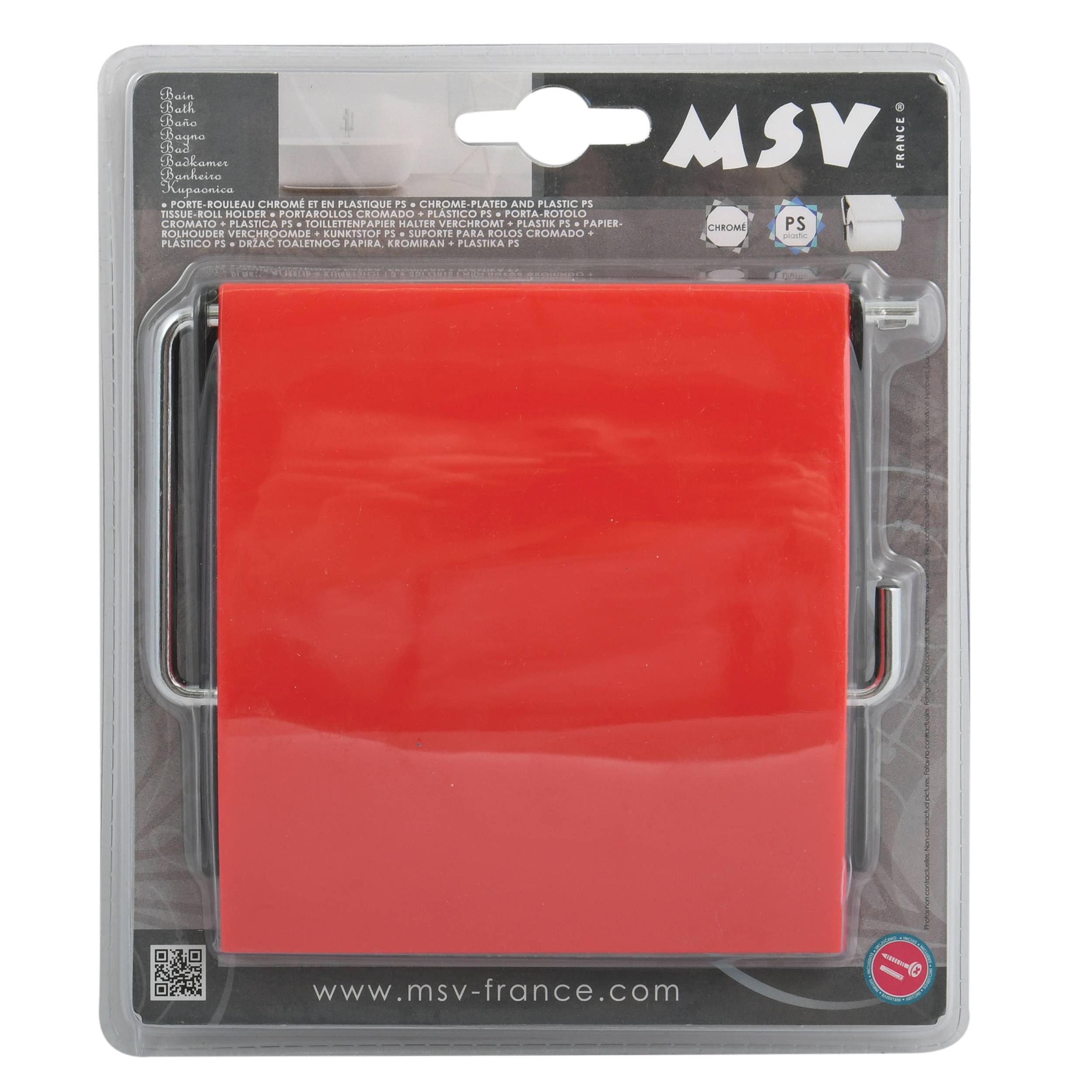 Rotes quadratisches Sticky-Note-Pad in durchsichtiger Blisterverpackung, markengebunden MSV France.