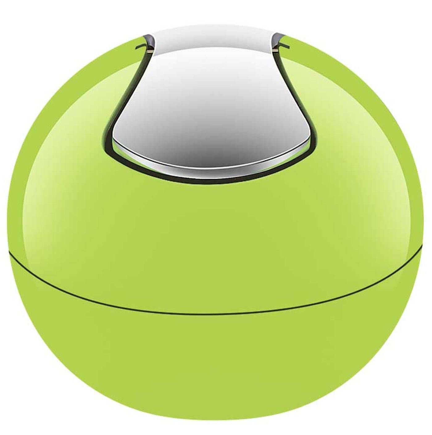 Limagrüner sphärischer Bluetooth-Lautsprecher mit silberner oberer Bedienungstafel.