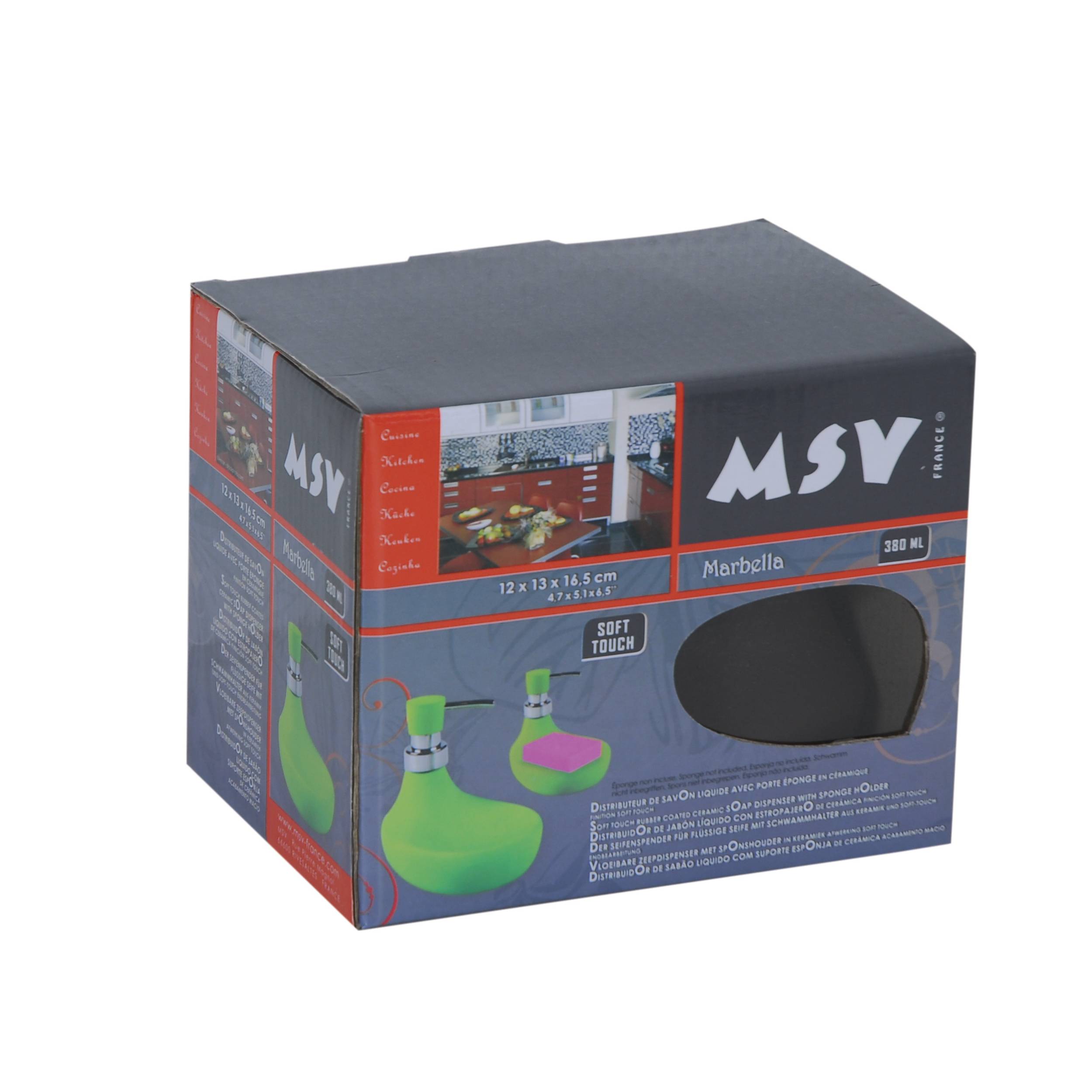 MSY Marbella verpackte dekorative Glas- oder Vase mit ovalem Ausschnittfenster auf der Vorderseite der Packung.