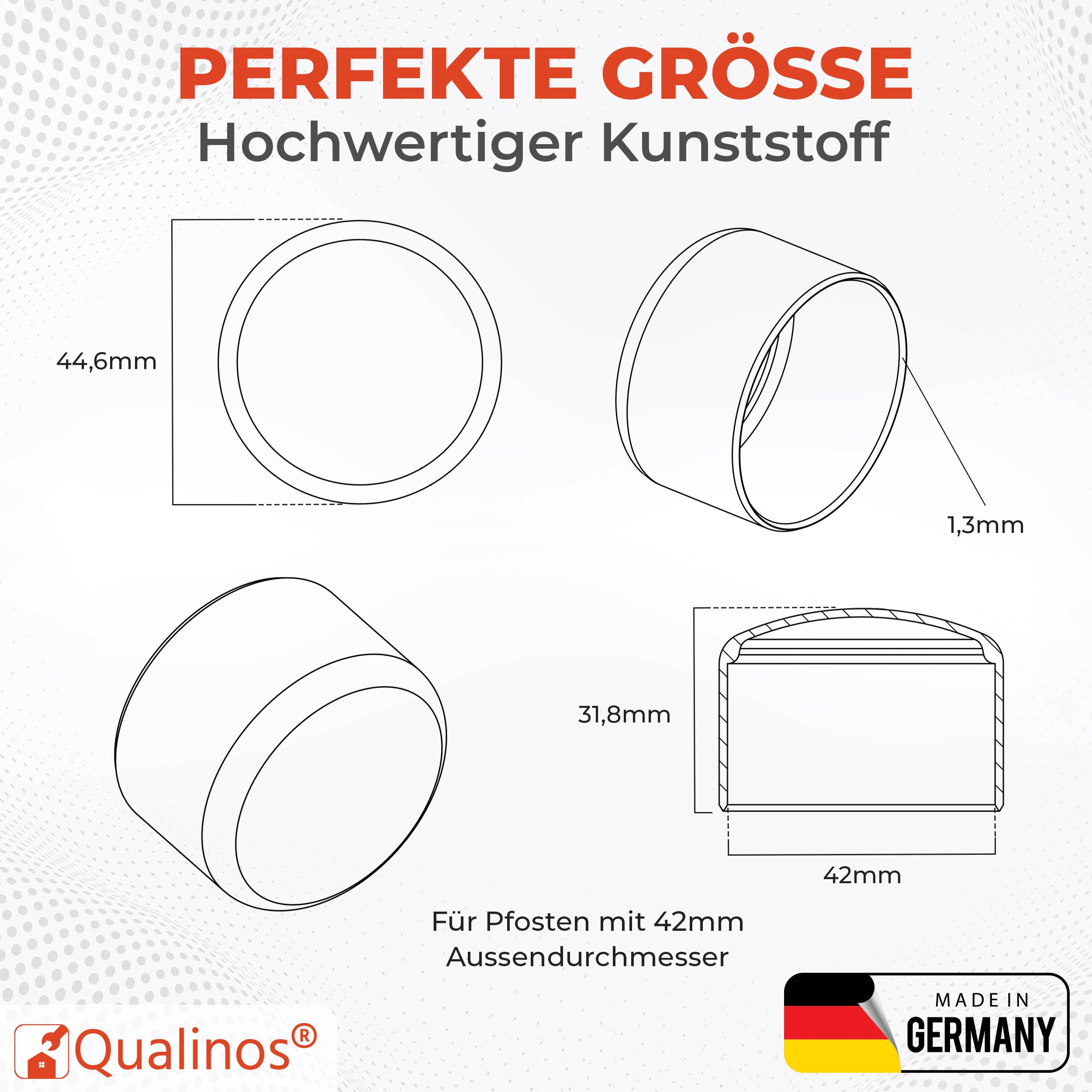 Kunststoff-Pfostenkappe, „PERFEKTE GRÖSSE