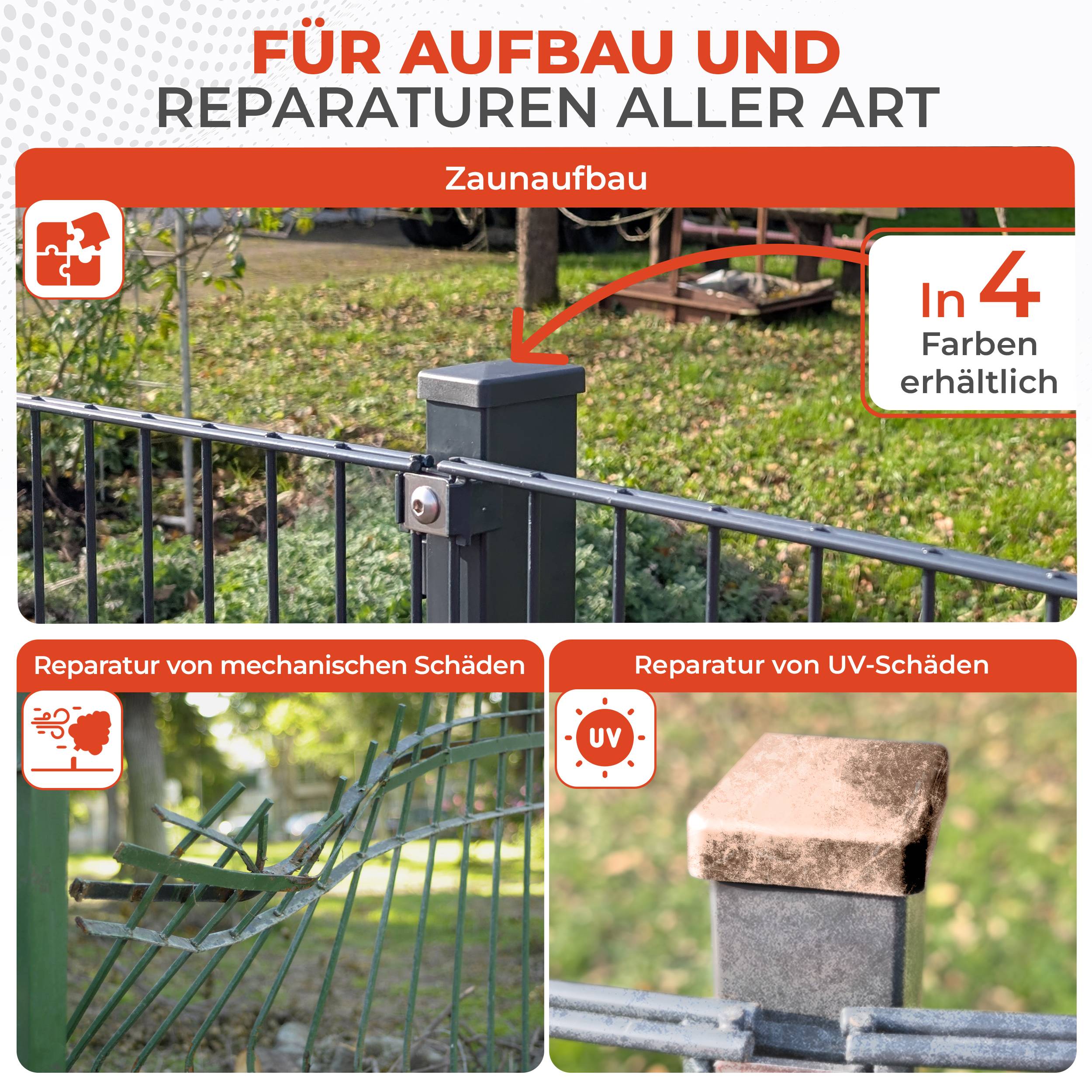 Qualinos 10 Stück Pfostenkappen 60×40 mm Walmdach, Schwarz – Doppelstabmattenzaun Zubehör, UV-stabile Pfostenabdeckung, für Rechteckrohre