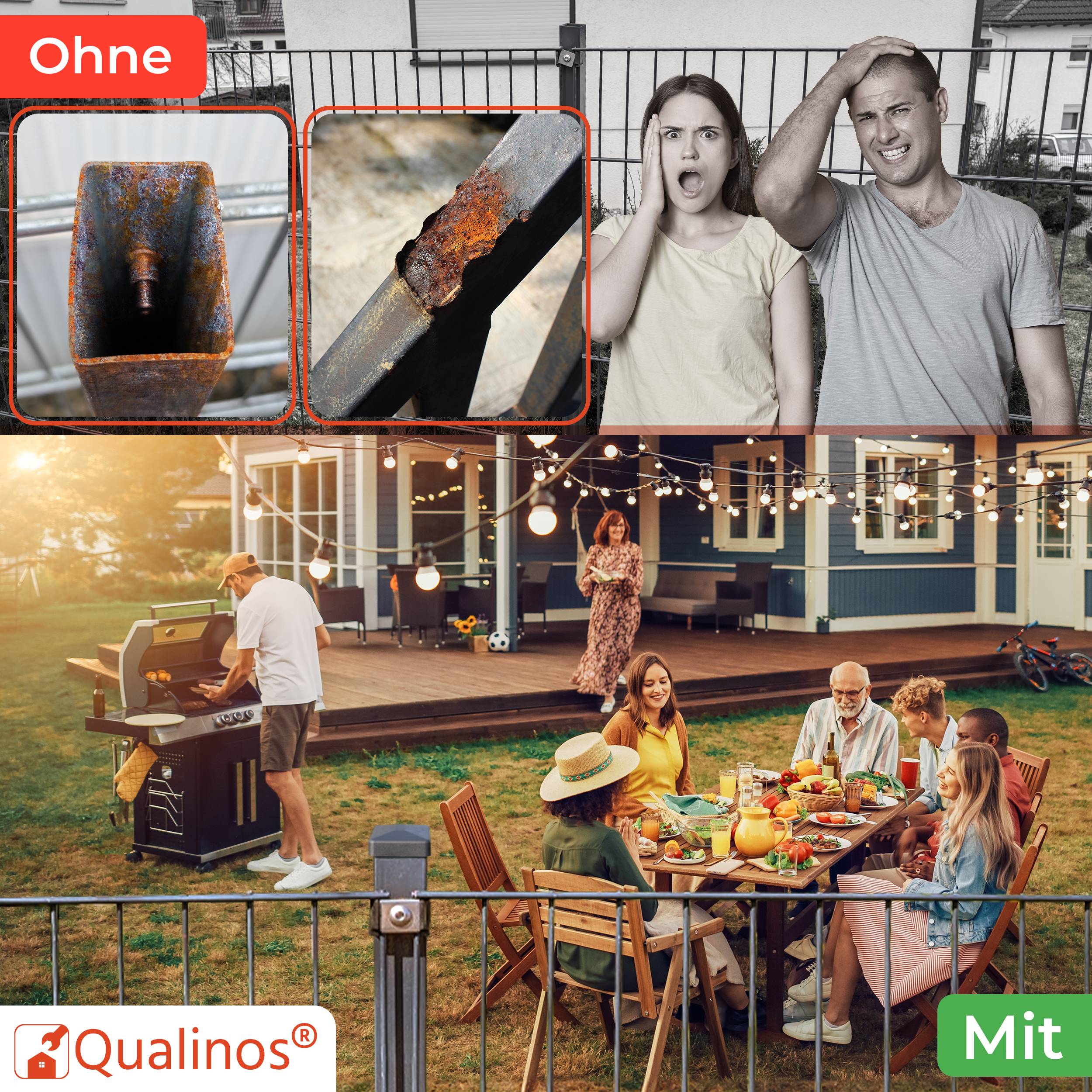 Gespaltenes Bild zum Vergleich von „Ohne