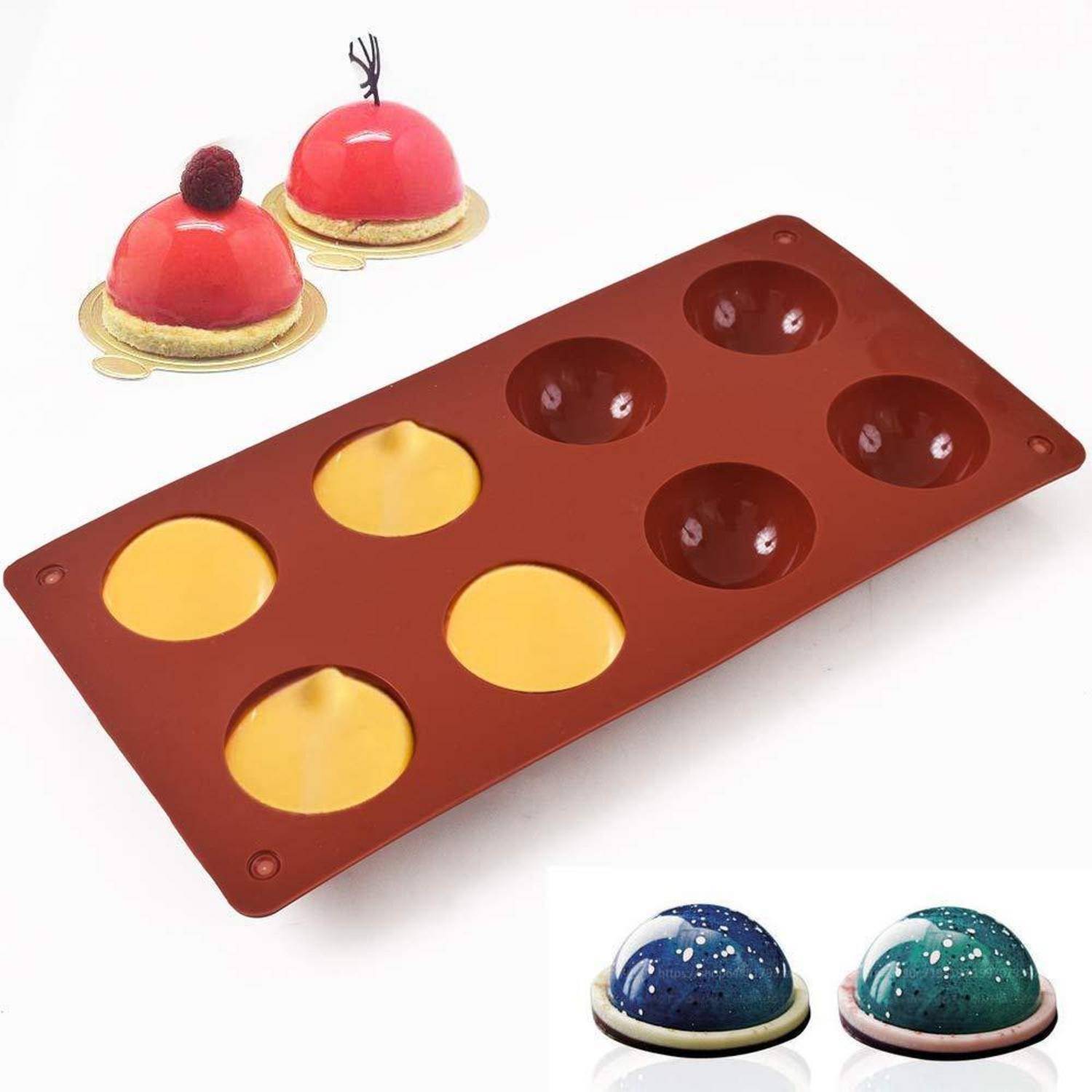 Silikonform Halbkugel 8 Mulden 3er Pack