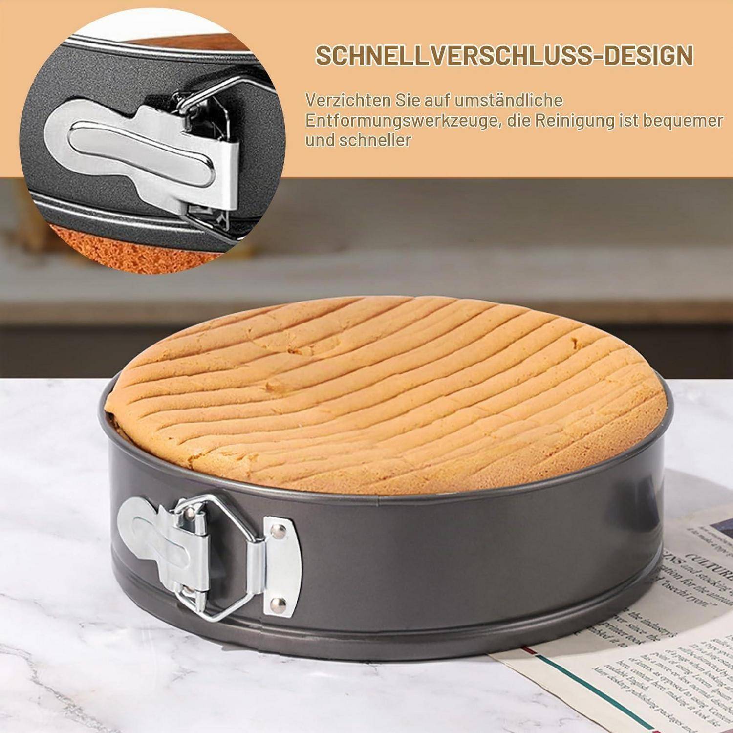 3er Set Kuchenform 18/20/22cm Springform Anthrazit Auslaufsicher