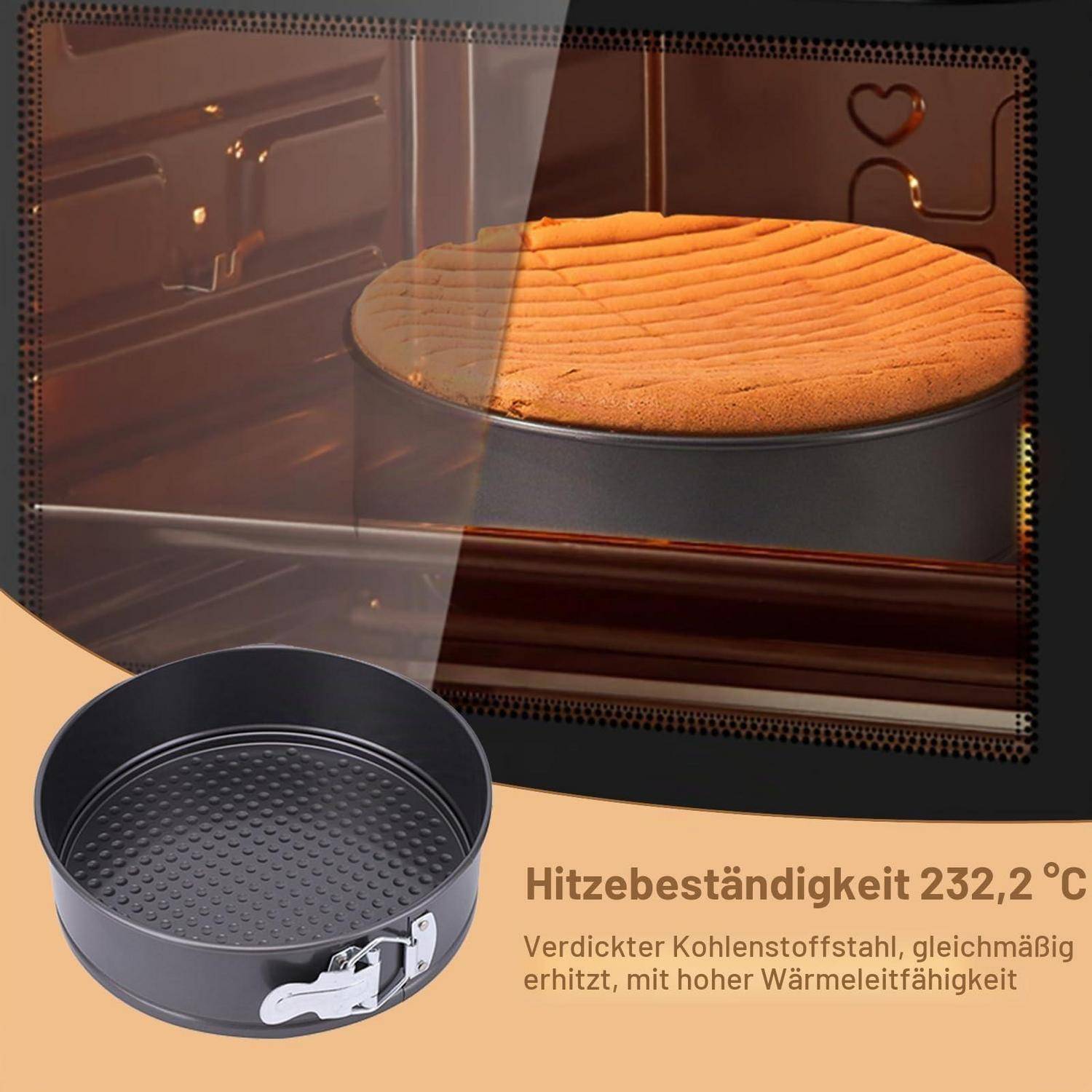 3er Set Kuchenform 18/20/22cm Springform Anthrazit Auslaufsicher