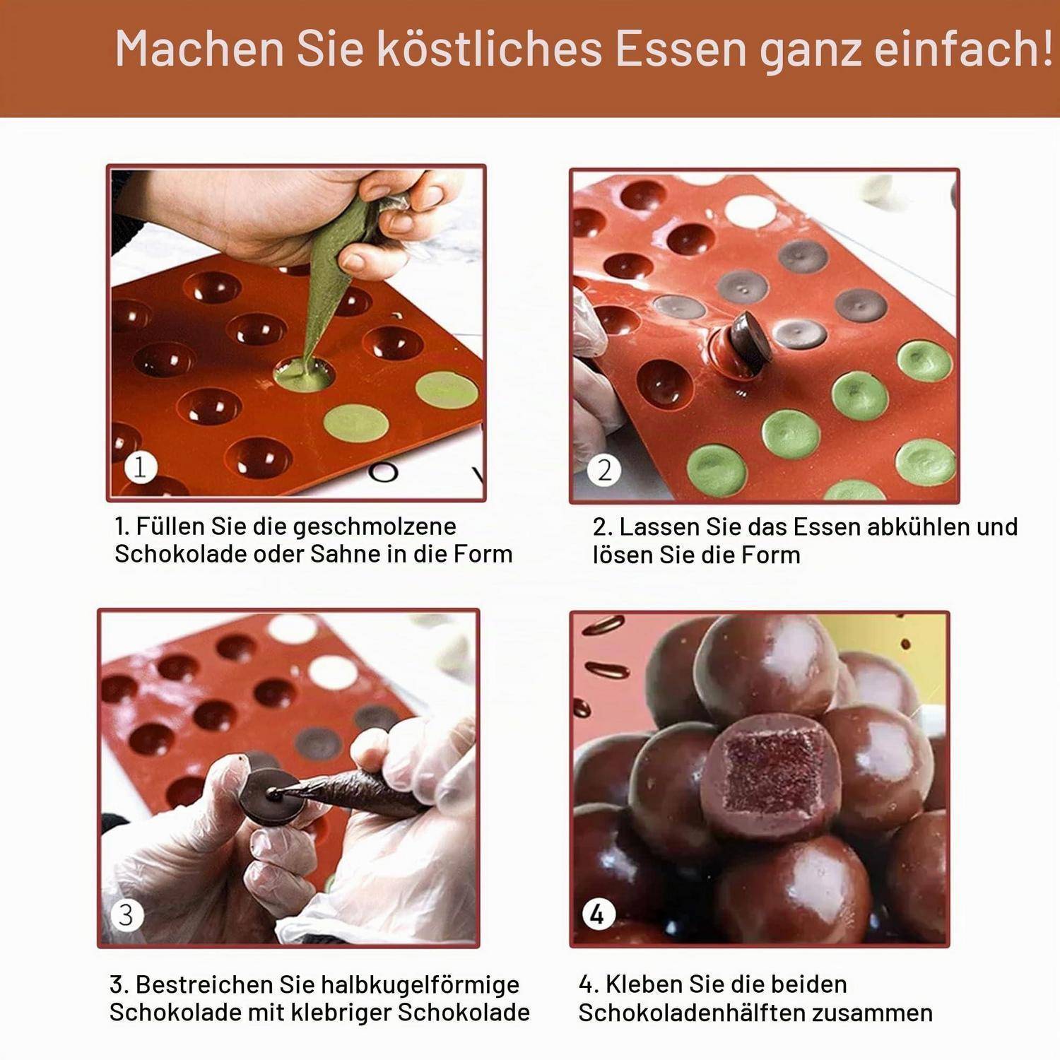 Silikonform Halbkugel 8 Löcher Ø 4,5 cm