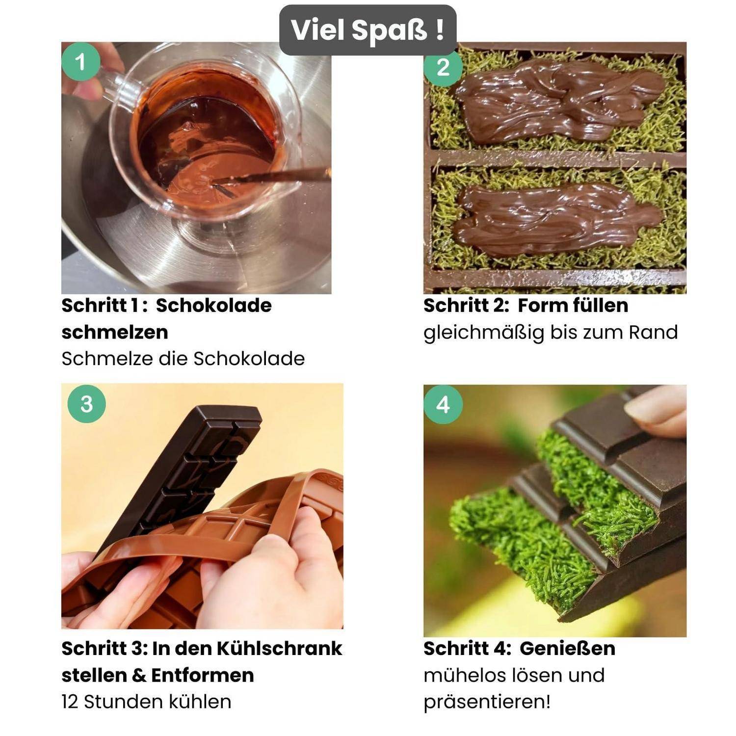 Schokoladenform Silikon Set 2 Stück mit Schaber & 100 Beutel BPA Frei
