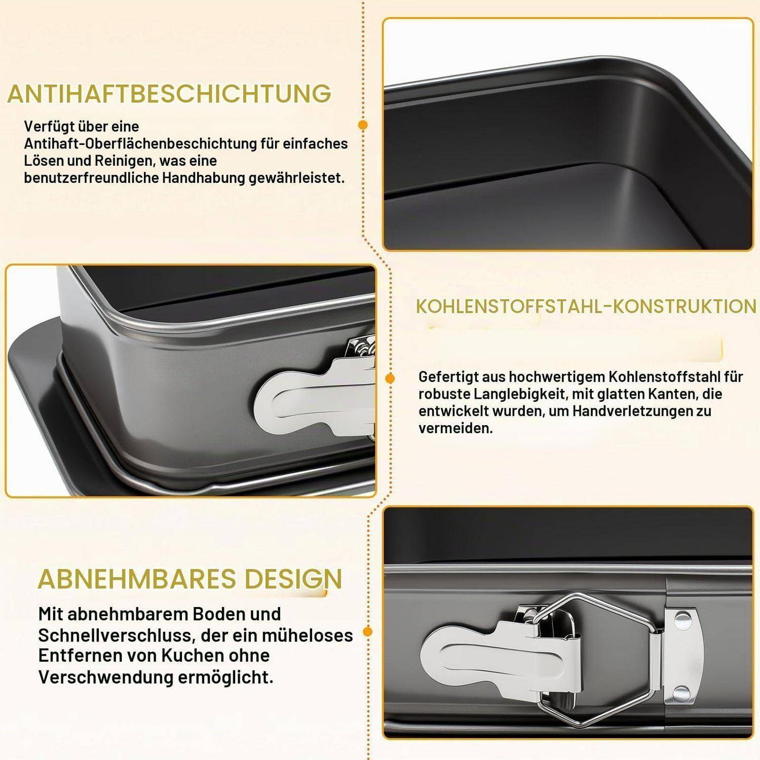 Springform Rechteckig 28x18cm Kohlenstoffstahl Schwarz