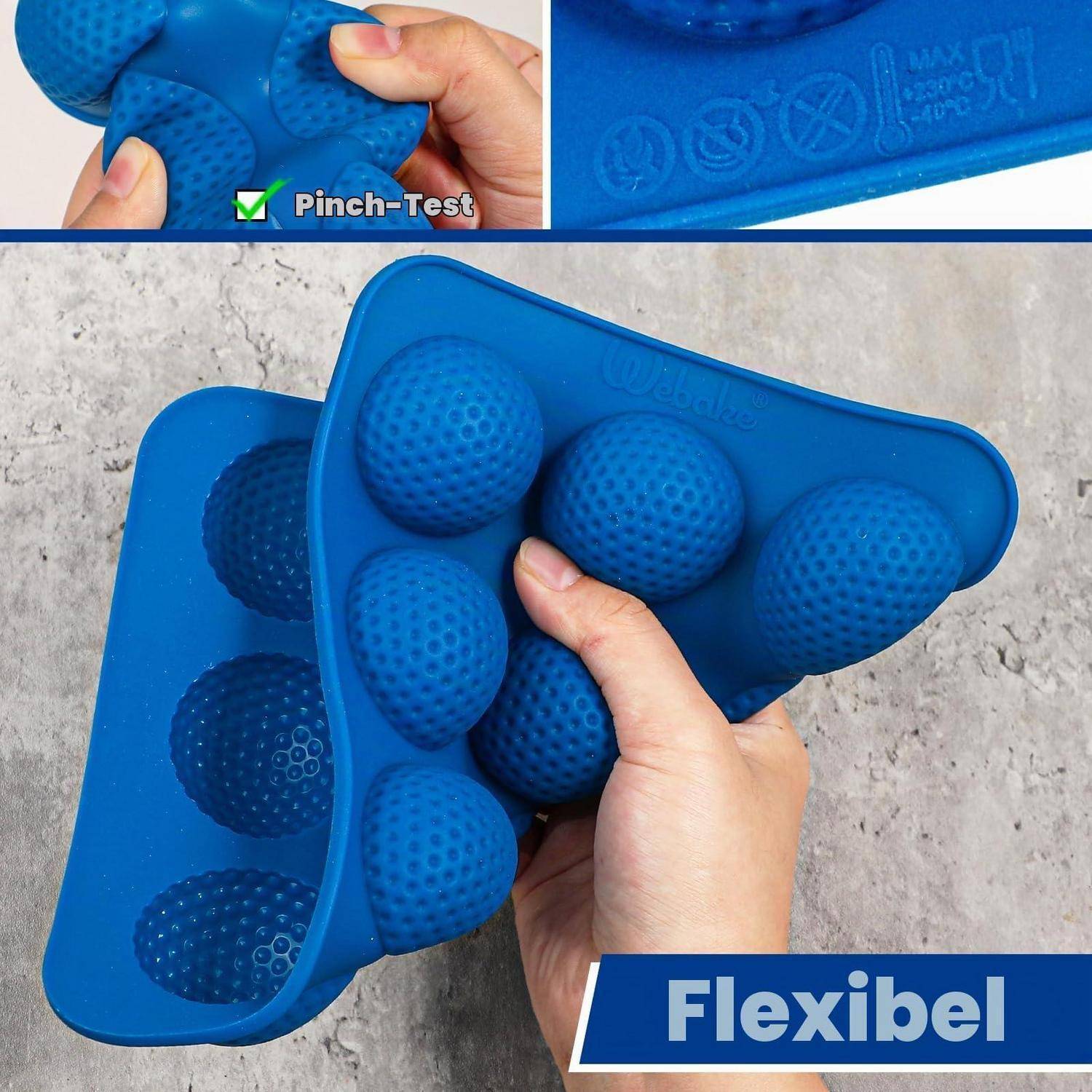 Webake Silikonform Golfball 2 Stück 12er Kavität Blau