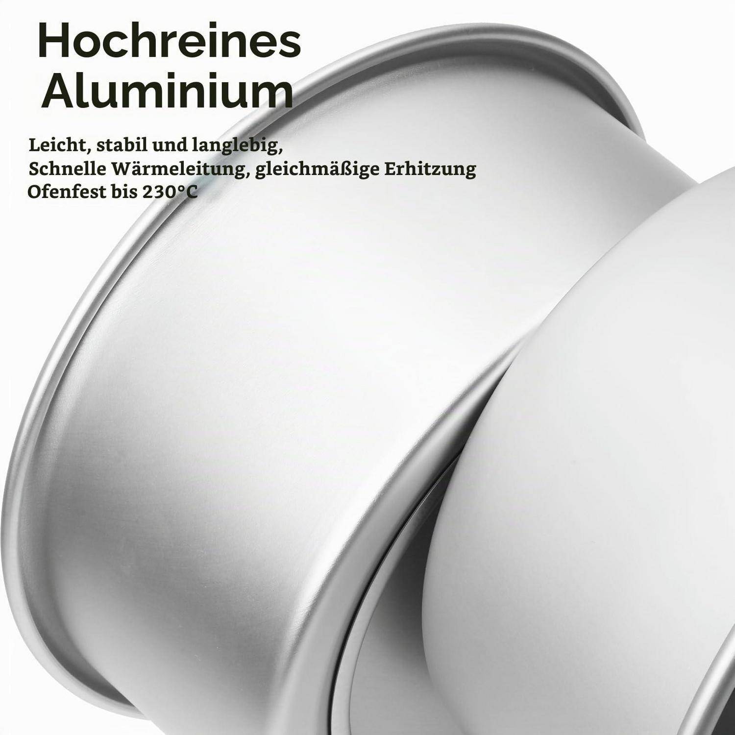 Kuchenform Rund 4-teilig eloxiertes Aluminium Ø 10-26cm abnehmbarer Boden