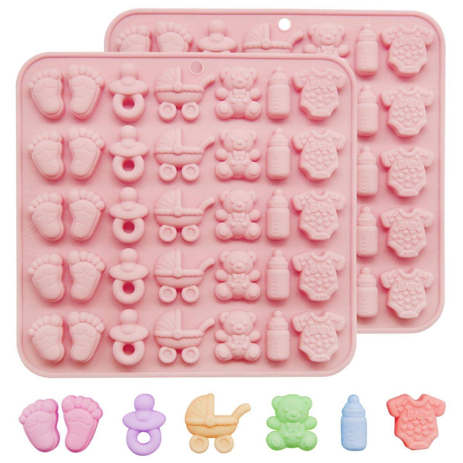 2er Set Silikonform Babyparty, antihaftbeschichtet, Rosa