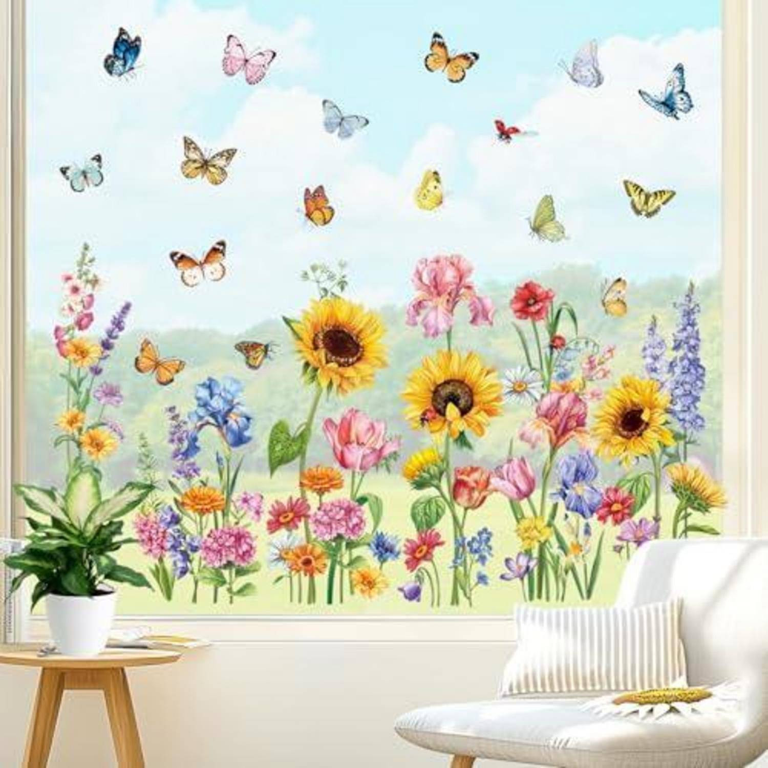 Fensterbilder Blumen Sonnenblume Schmetterlinge 8 Blatt 21x30cm Vinyl