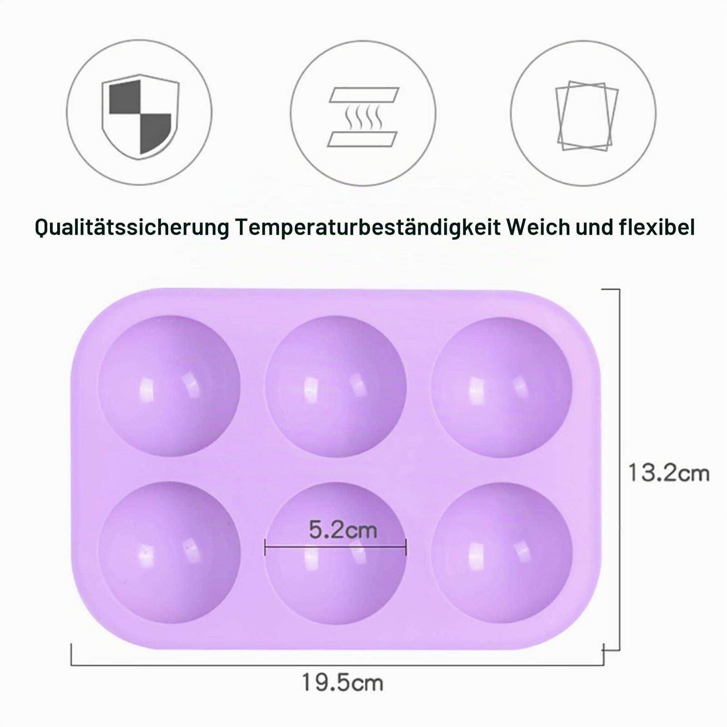 Silikonform Kugel 2 Stück 6 Mulden Schokolade Backform Rund Lila