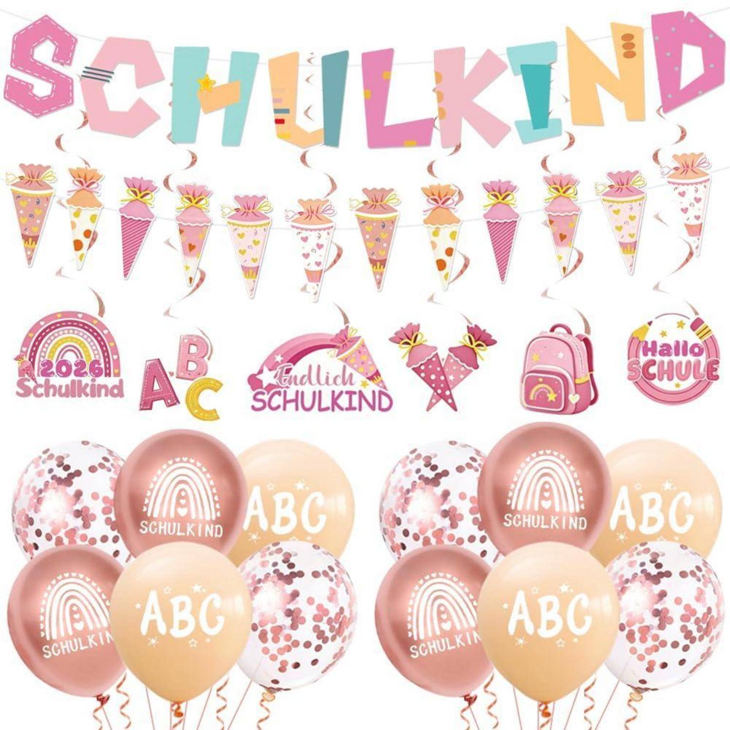 Farbenfrohe Schulanfänger-Stickerset mit dem Wort „SCHULKIND