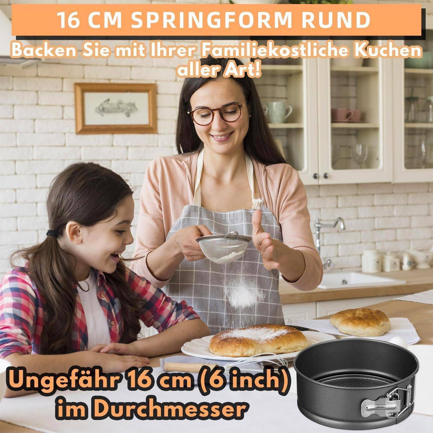 Springform 16 cm rund mit Schnellverschluss und Antihaftbeschichtung