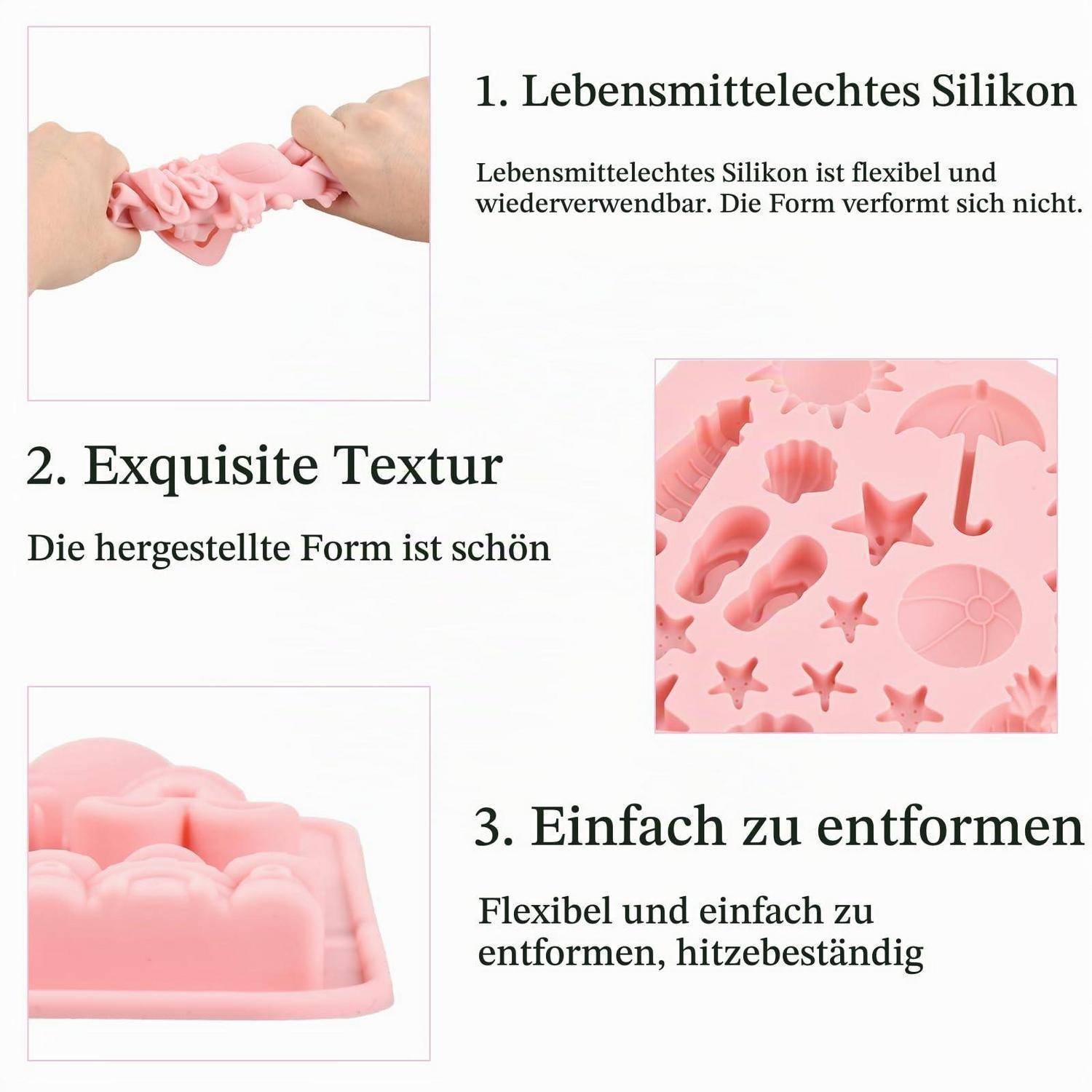 2x Silikonform Sommer Strand Motiv für Pralinen & Süßigkeiten
