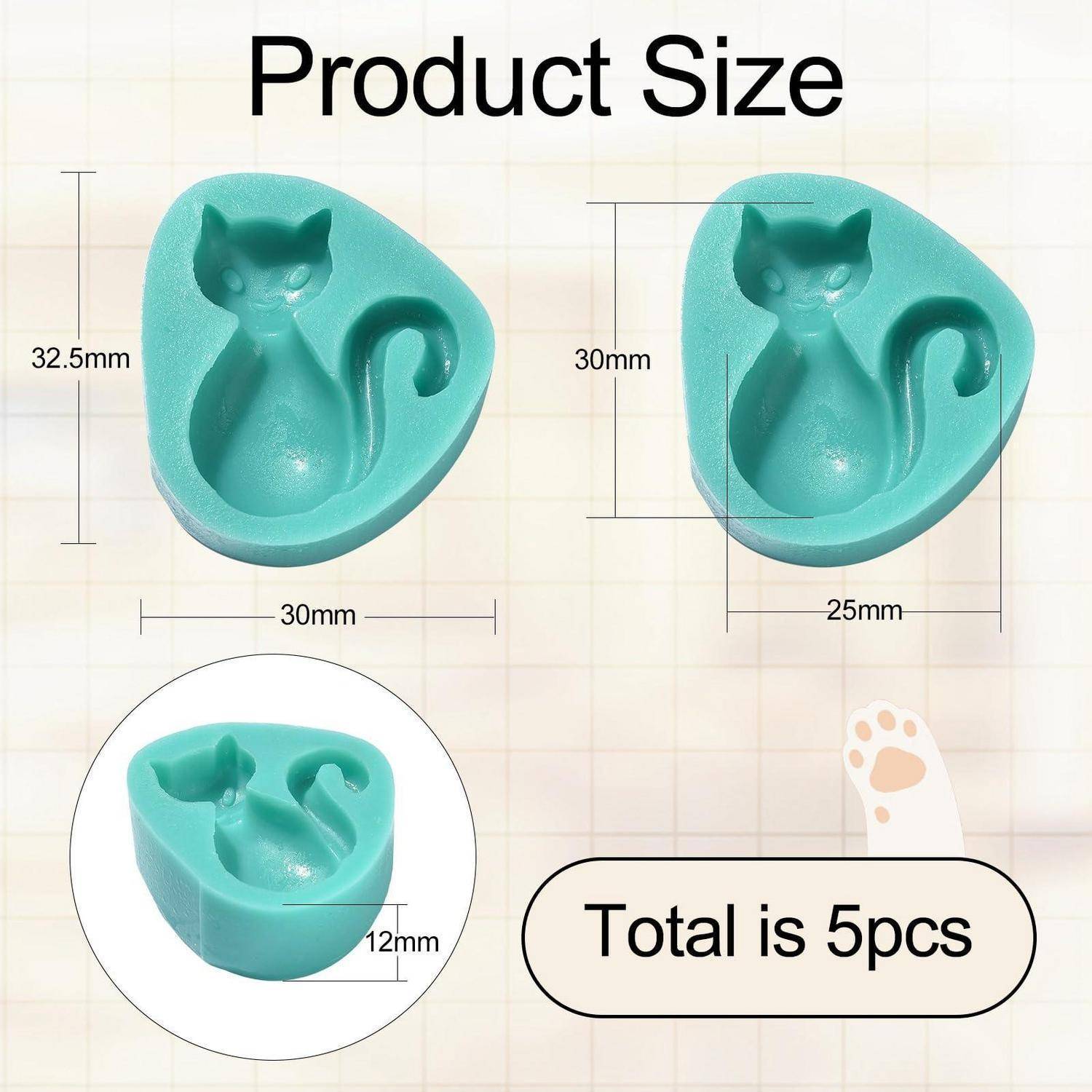 Silikonformen Katzenform 5 Stück lebensmittelecht für Schokolade Eis Gelee