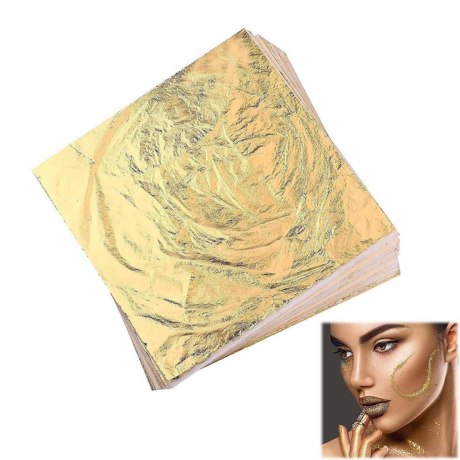 Blattgold 100 Blatt 8.5x8cm Goldimitatfolie für Bastelarbeiten und Dekoration