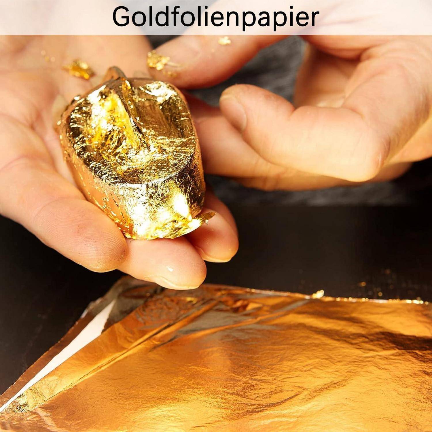 Blattgold 100 Blatt 8.5x8cm Goldimitatfolie für Bastelarbeiten und Dekoration