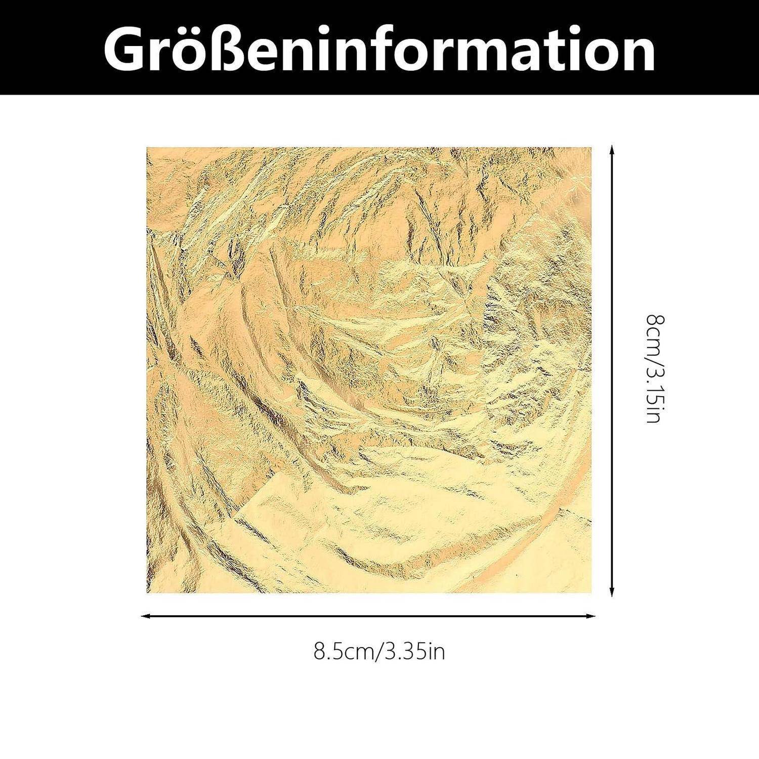 Blattgold 100 Blatt 8.5x8cm Goldimitatfolie für Bastelarbeiten und Dekoration