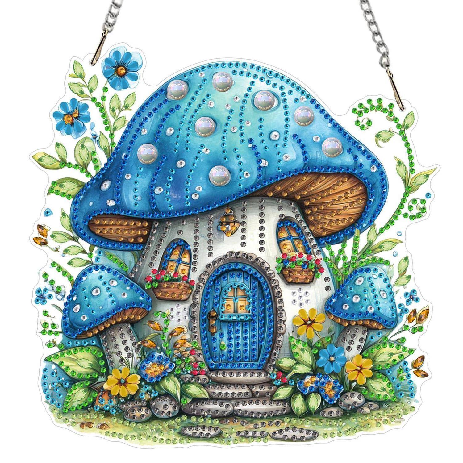 AIRDEA Diamond Painting Fensterbild Pilzhaus blue#066 Bausatz beidseitig