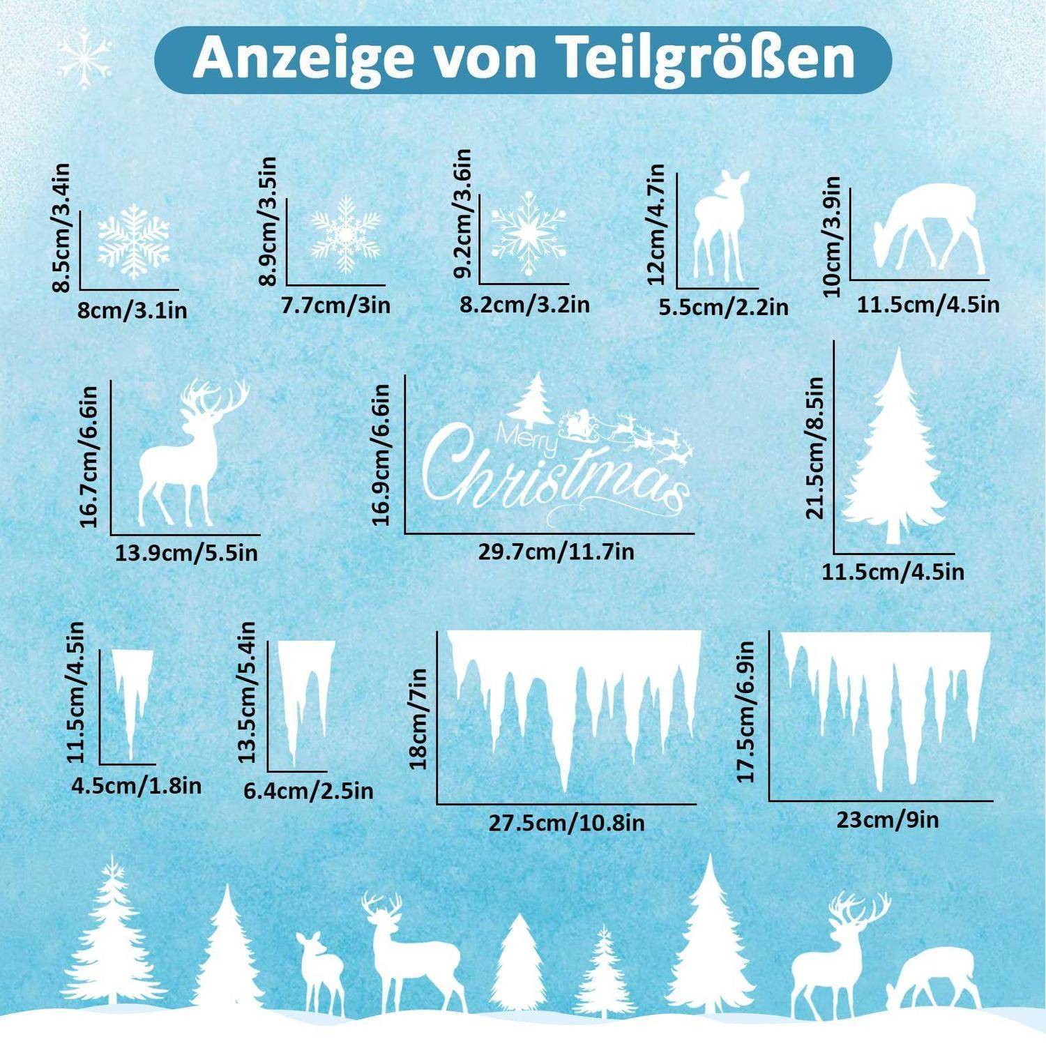 Fensterbilder Weihnachten 214 Stück statisch wiederverwendbar