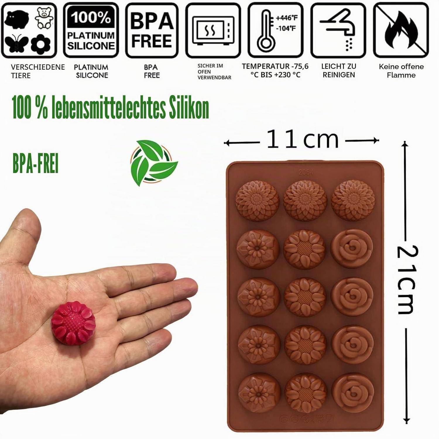 Silikon Schokoladenformen Set 60 Kavitäten mit Schaber