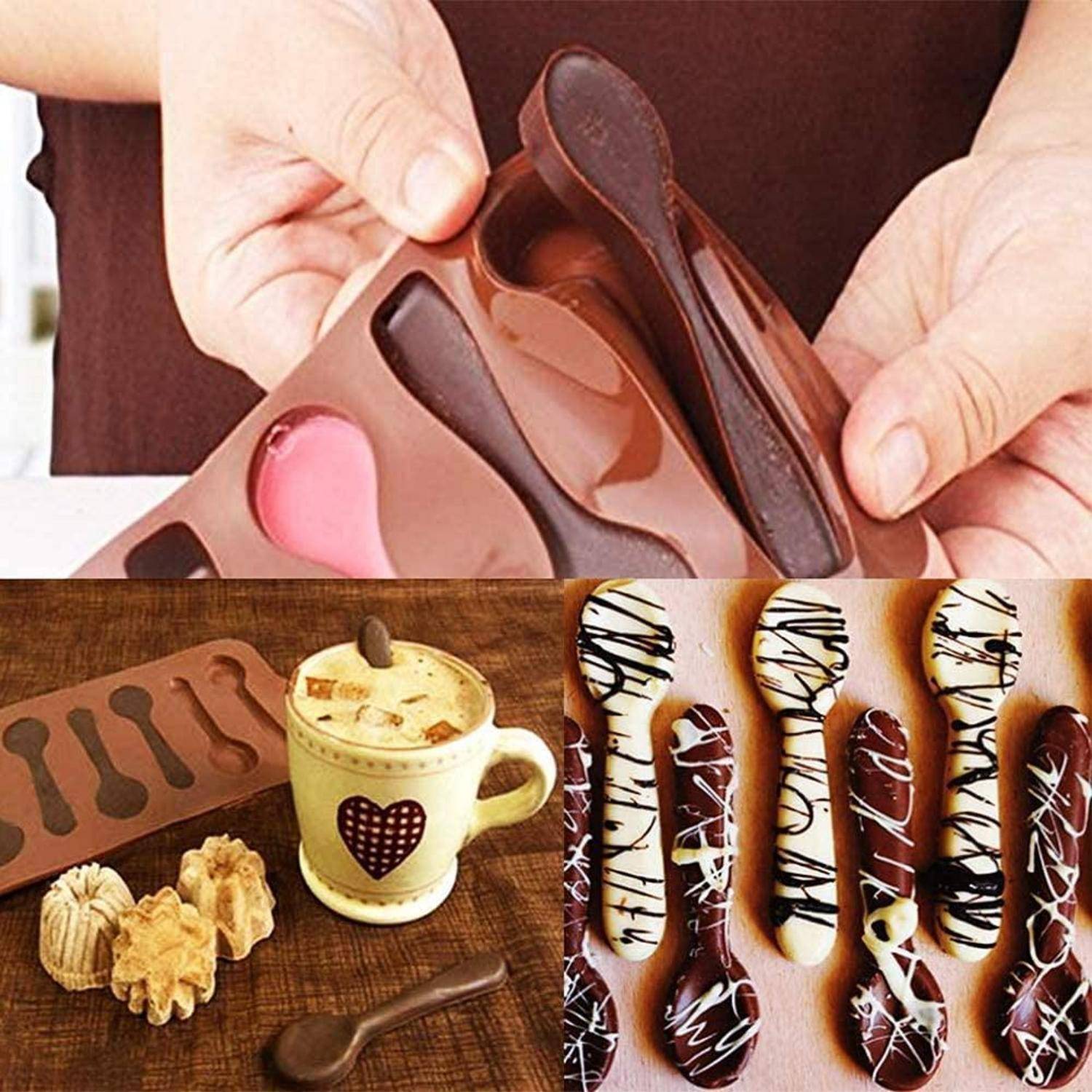 LATRAT 3 Stück Silikonform Löffel für Schokolade, Kuchen, Süßigkeiten