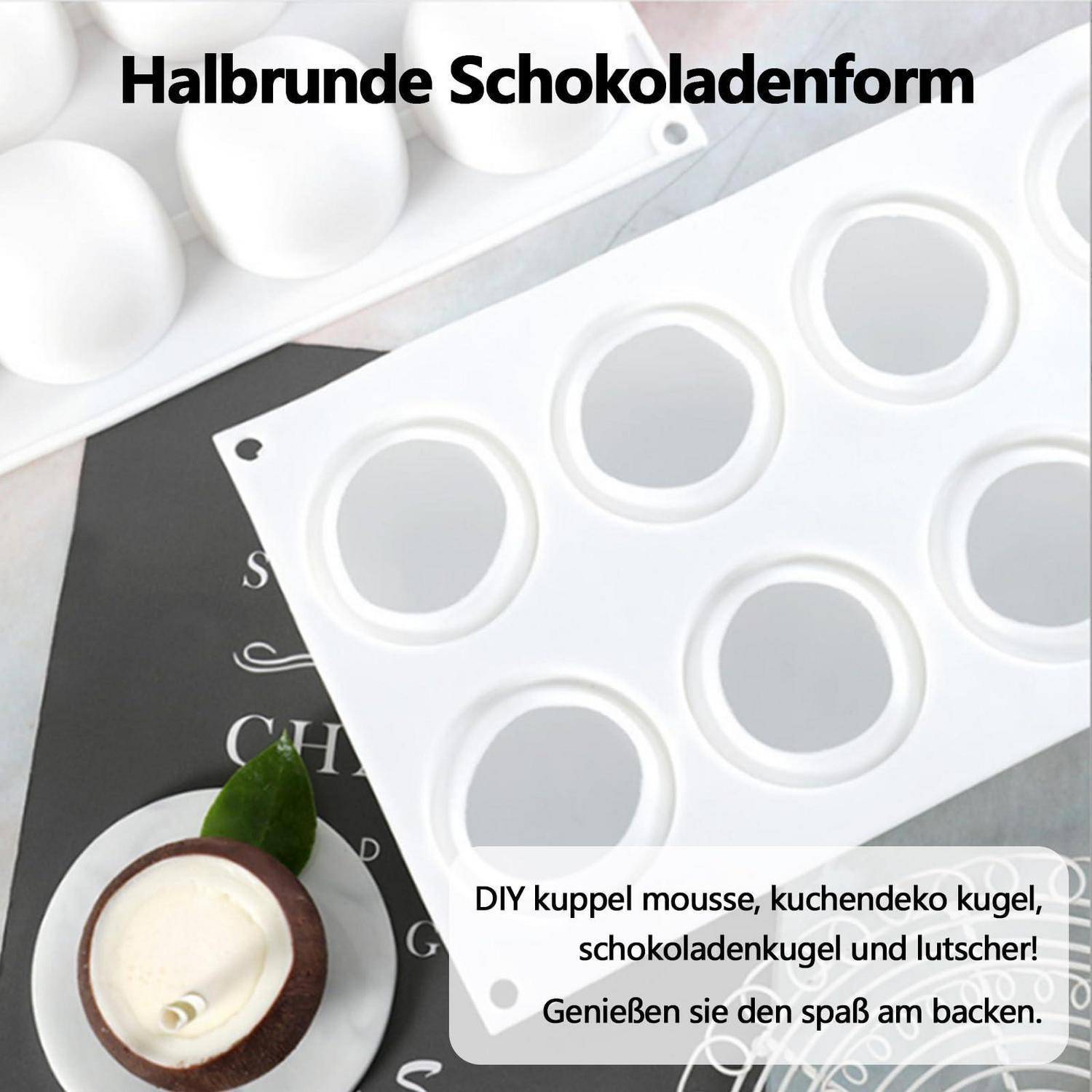 Silikonform Kugel 8 Hohlräume 6,5 cm für Schokolade Kuchen Gelee