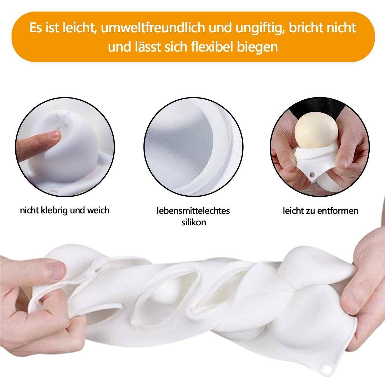 Silikonform Kugel 8 Hohlräume 6,5 cm für Schokolade Kuchen Gelee