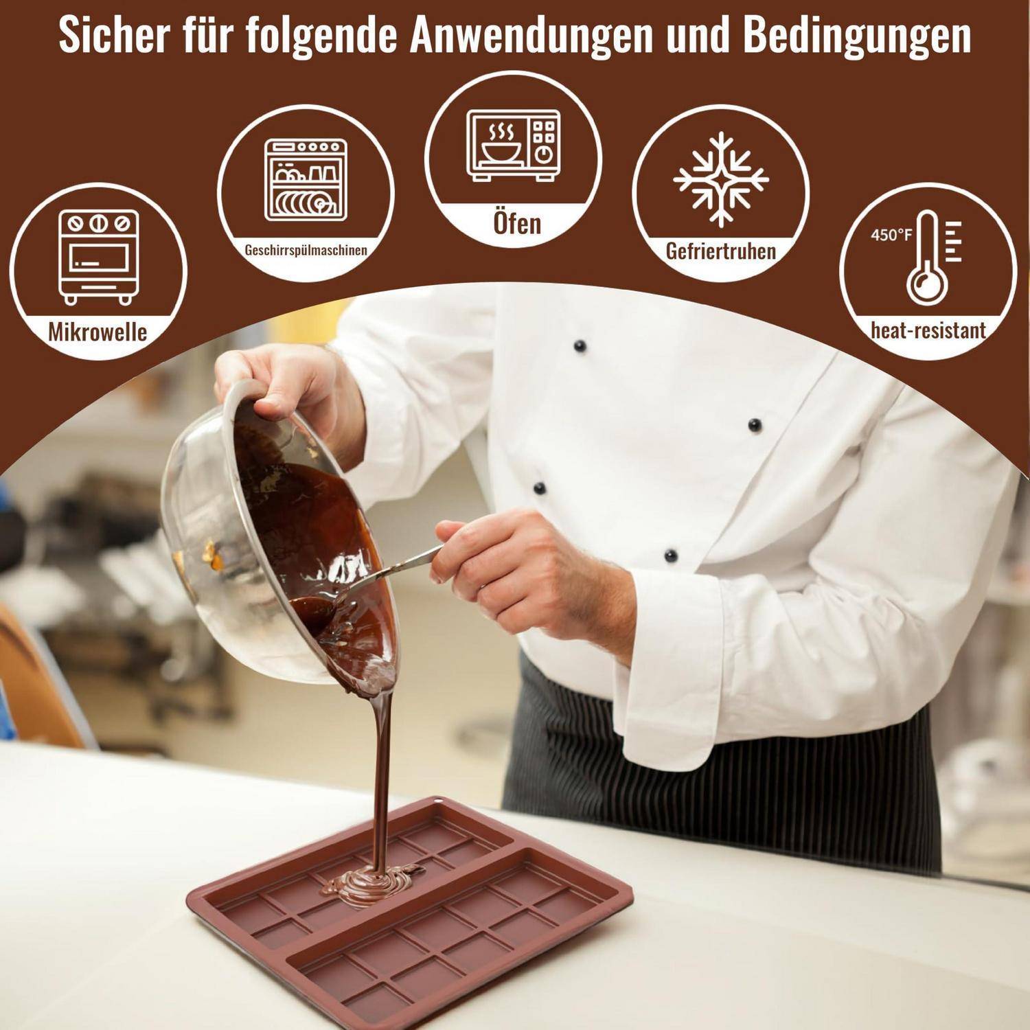2x Silikonform Schokolade 20-Gitter Antihaft