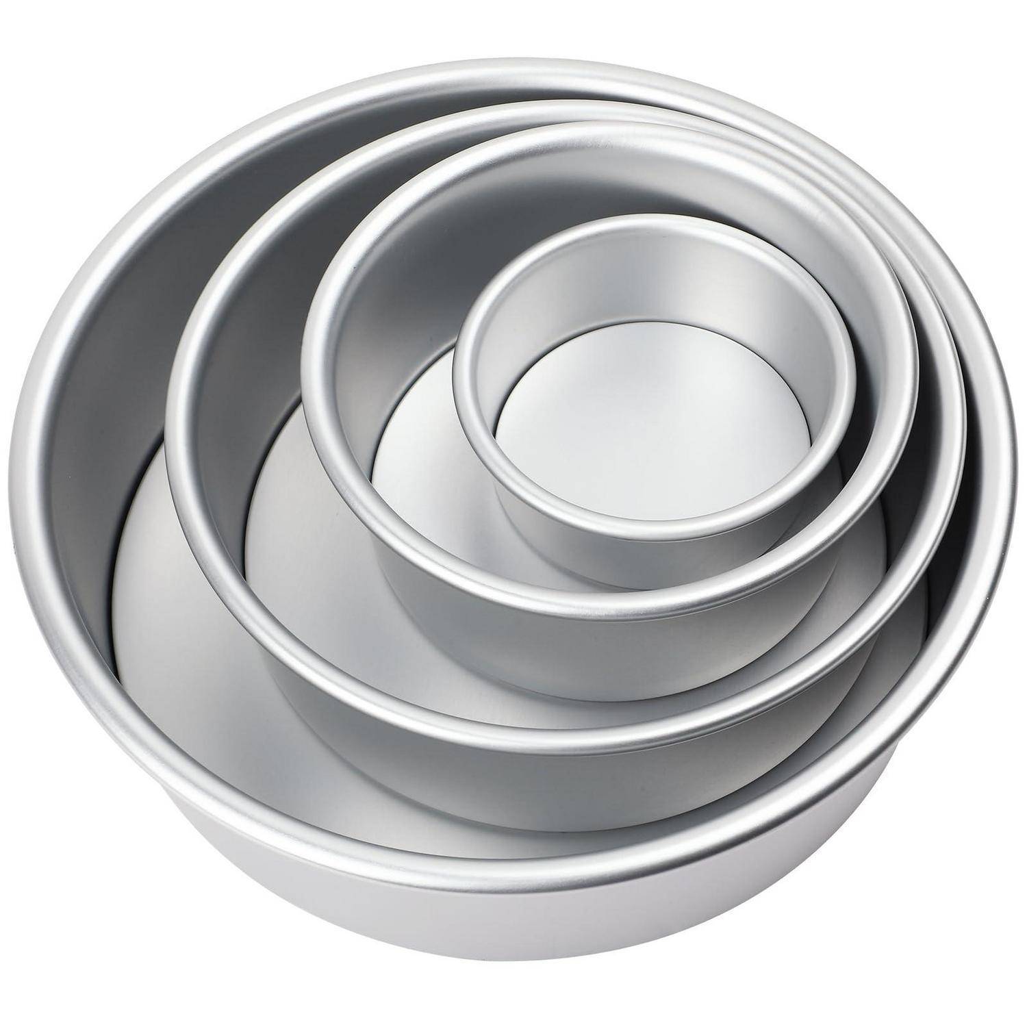 Kuchenform Rund 4-teilig eloxiertes Aluminium Ø 10-26cm abnehmbarer Boden