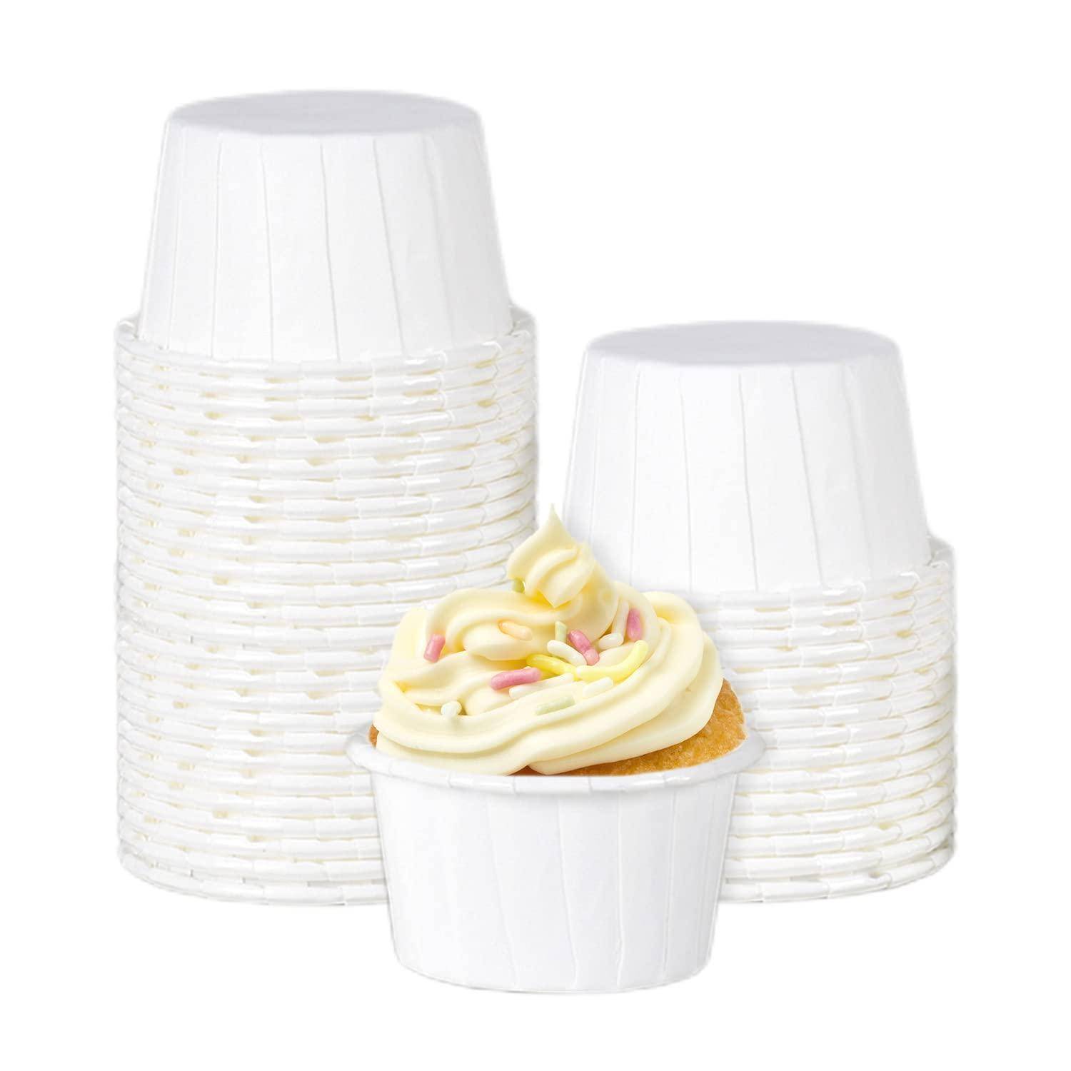100x Cupcake Förmchen 5x3,8x3 cm Mini Papier Weiß