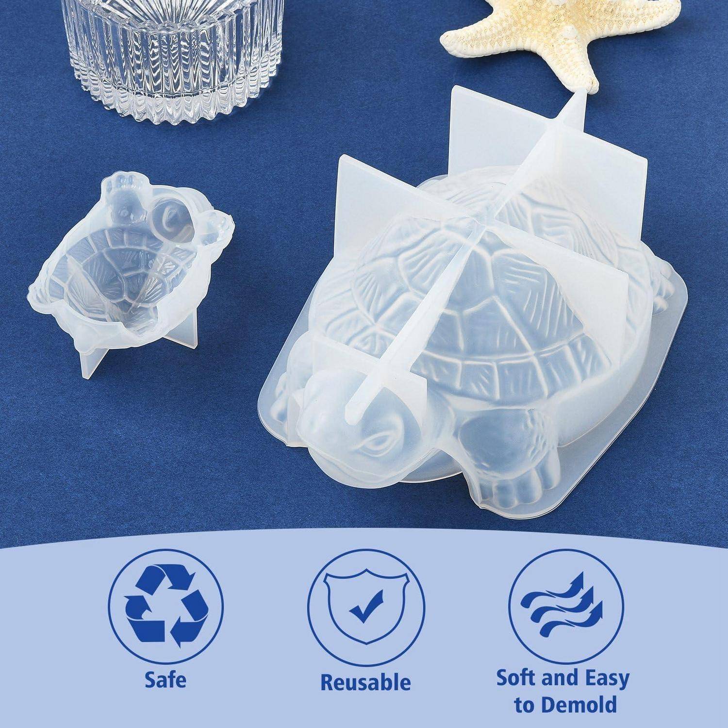 2 Stück 3D Schildkröte Silikonform für Harz Kerzen Ornamente