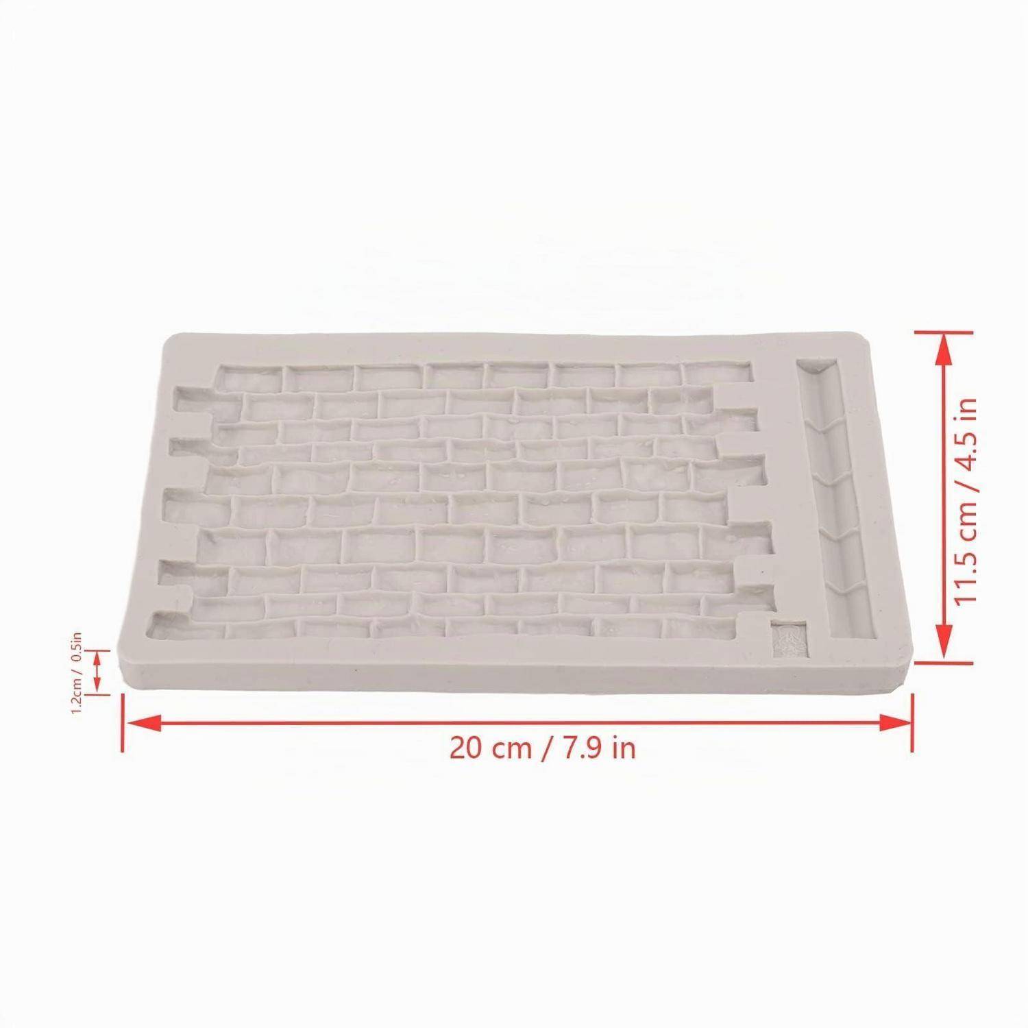 Rechteckige weiße Tablettenform mit Ziegelmuster, 20 cm × 11,5 cm, mit rot gekennzeichneten Abmessungen dargestellt.