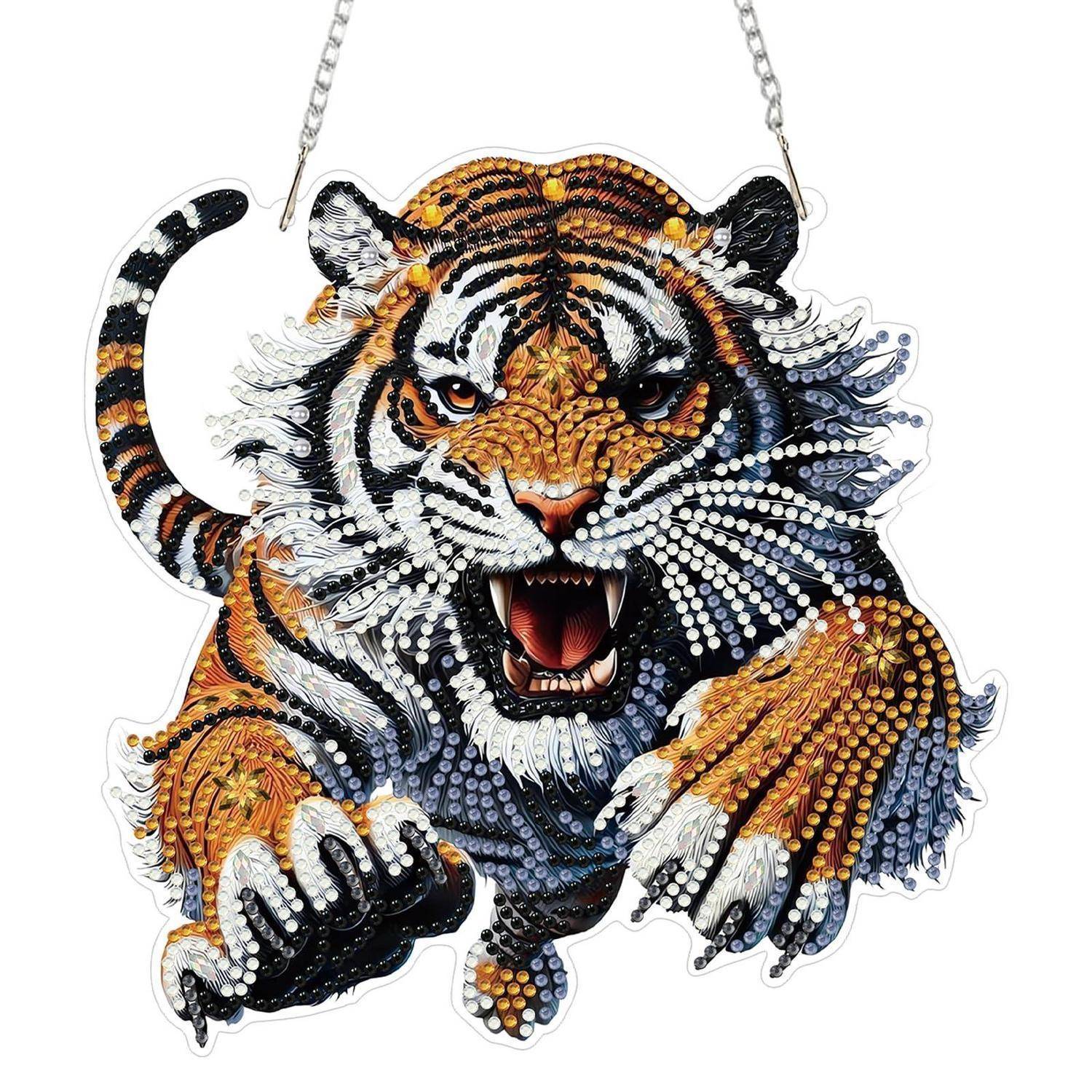 TOSTOG Diamond Painting Hängendes Ornament Tiger 19.6x19.4cm Gelb Weiß Schwarz