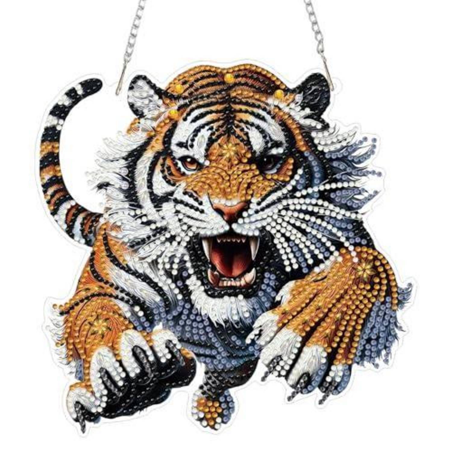 TOSTOG Diamond Painting Hängendes Ornament Tiger 19.6x19.4cm Gelb Weiß Schwarz