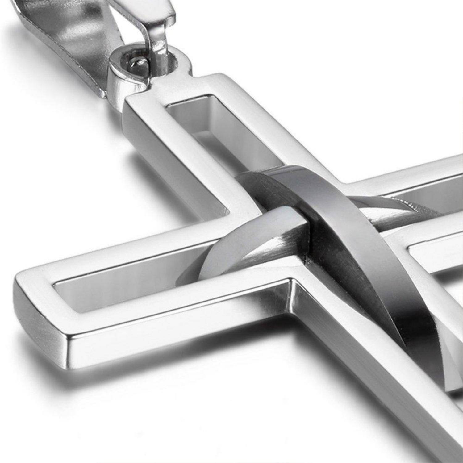 Herren Kreuz Halskette Edelstahl Goldfarben 6.1cm Anhänger