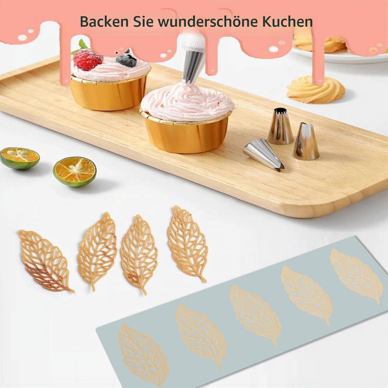 Silikonform Set 5 Stück Blatt/Wabe/Blume für Kuchen/Süßigkeiten/Basteln