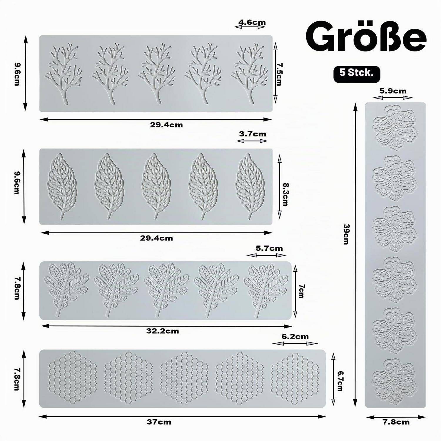 Silikonform Set 5 Stück Blatt/Wabe/Blume für Kuchen/Süßigkeiten/Basteln