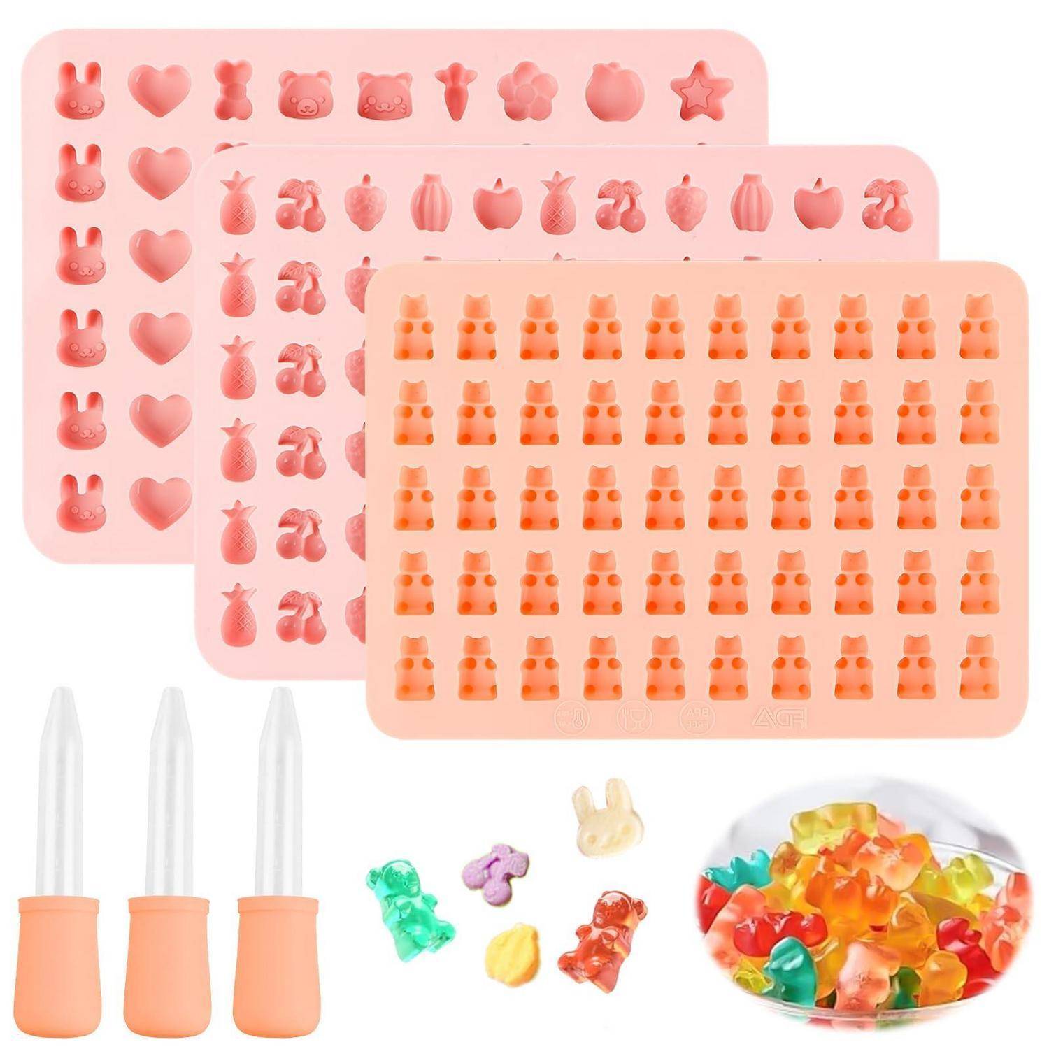 Silikonform Gummibärchen Set mit 3 Pipetten