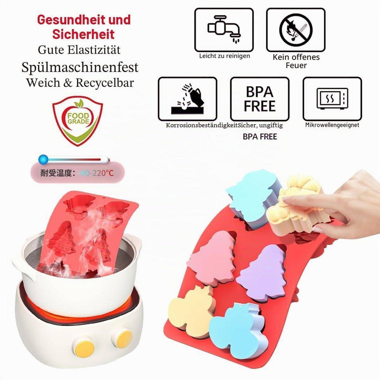 Silikon-Schokoladenformen Set 5-teilig Weihnachten