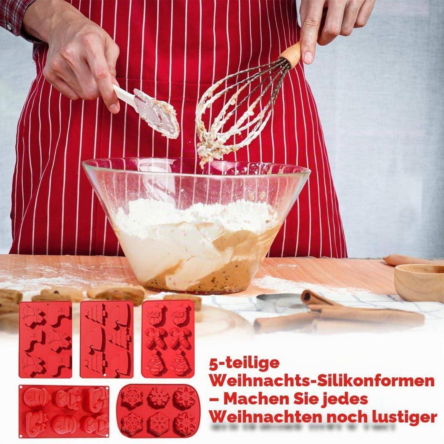 Silikon-Schokoladenformen Set 5-teilig Weihnachten