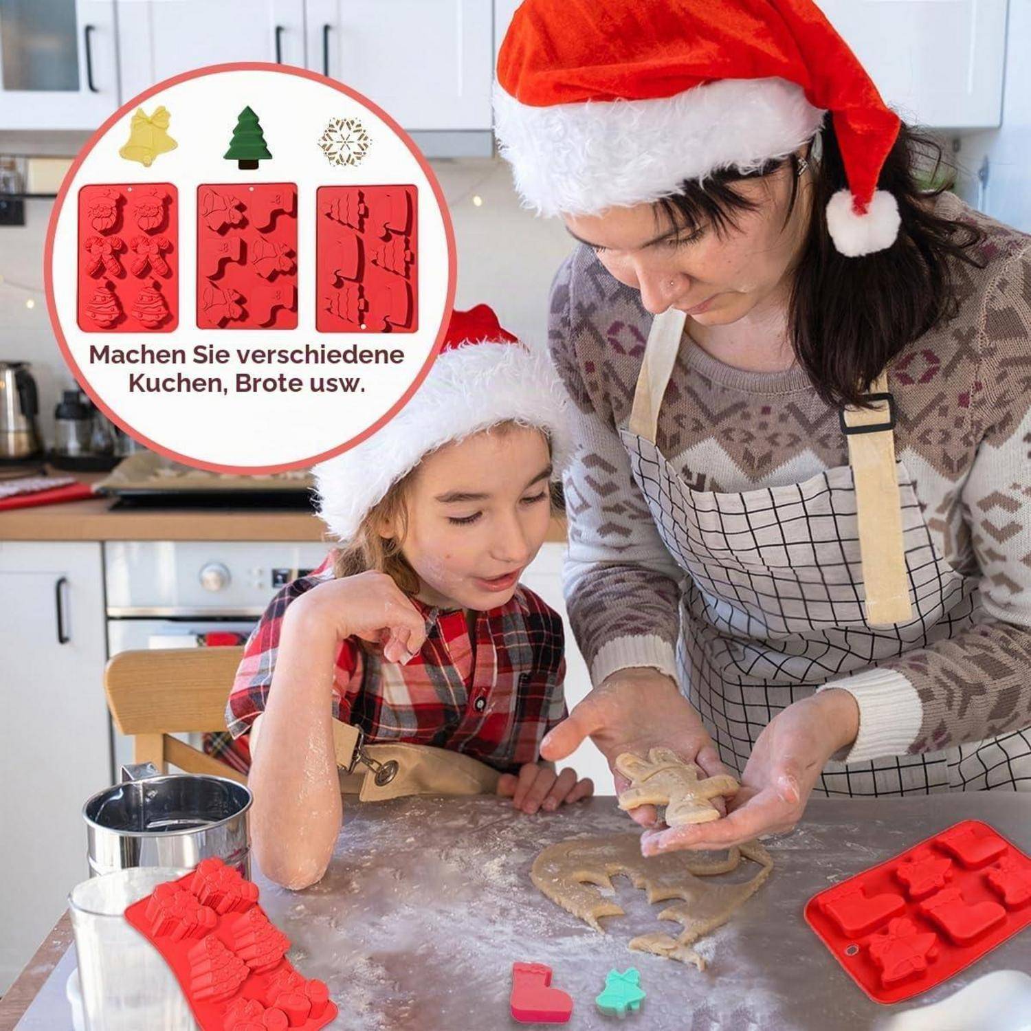 Silikon-Schokoladenformen Set 5-teilig Weihnachten