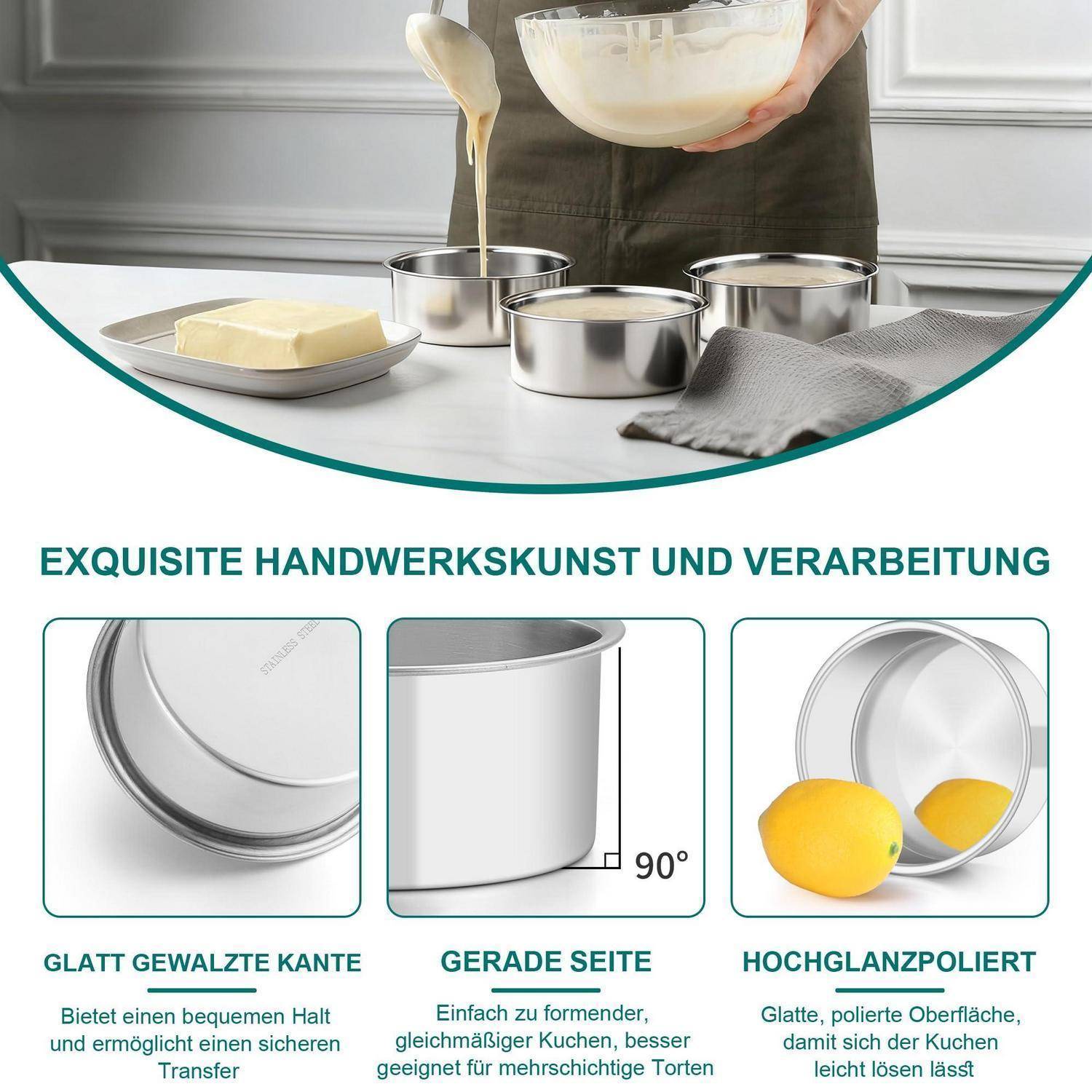 Backform Set Edelstahl 13cm Rund 2 Stück