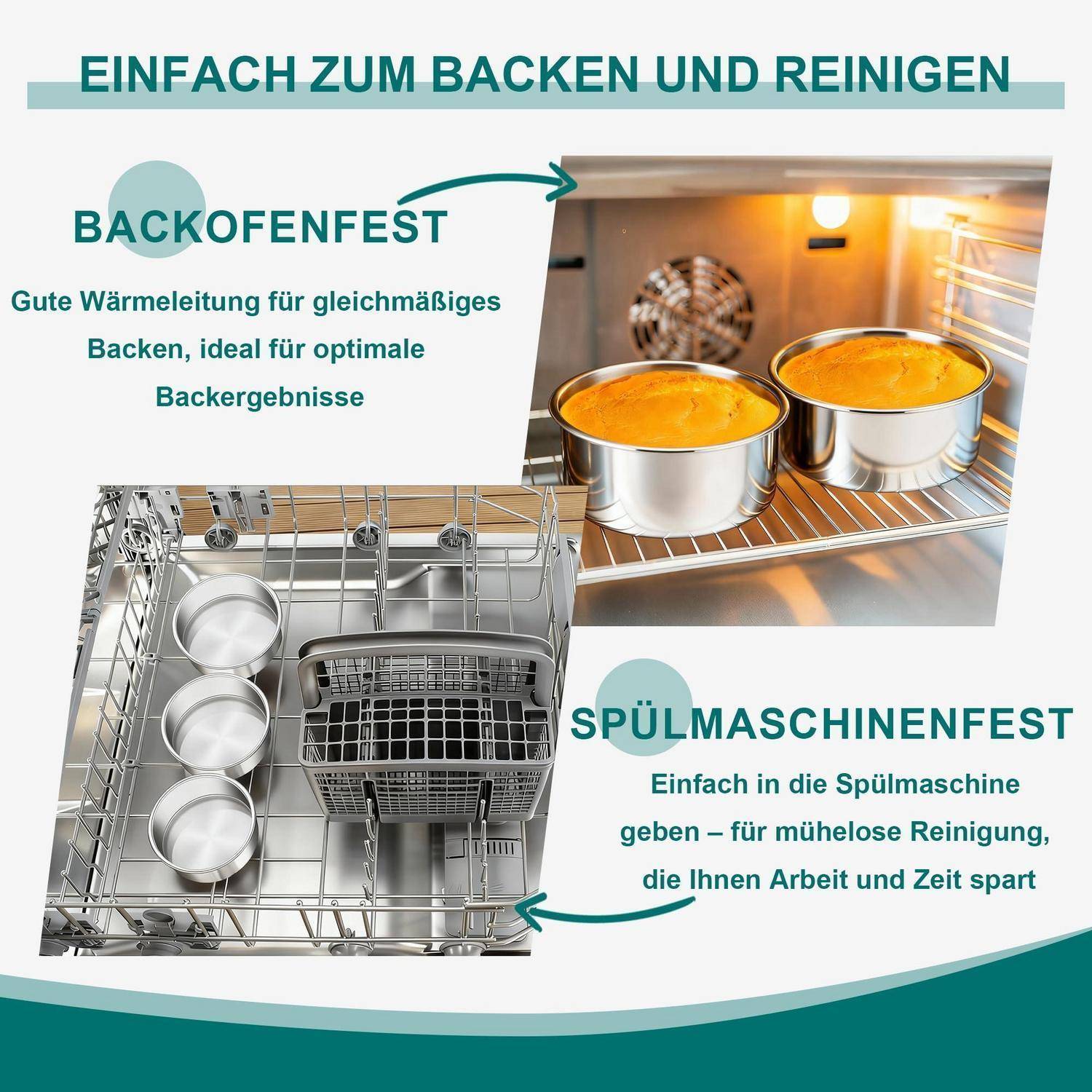 Backform Set Edelstahl 13cm Rund 2 Stück